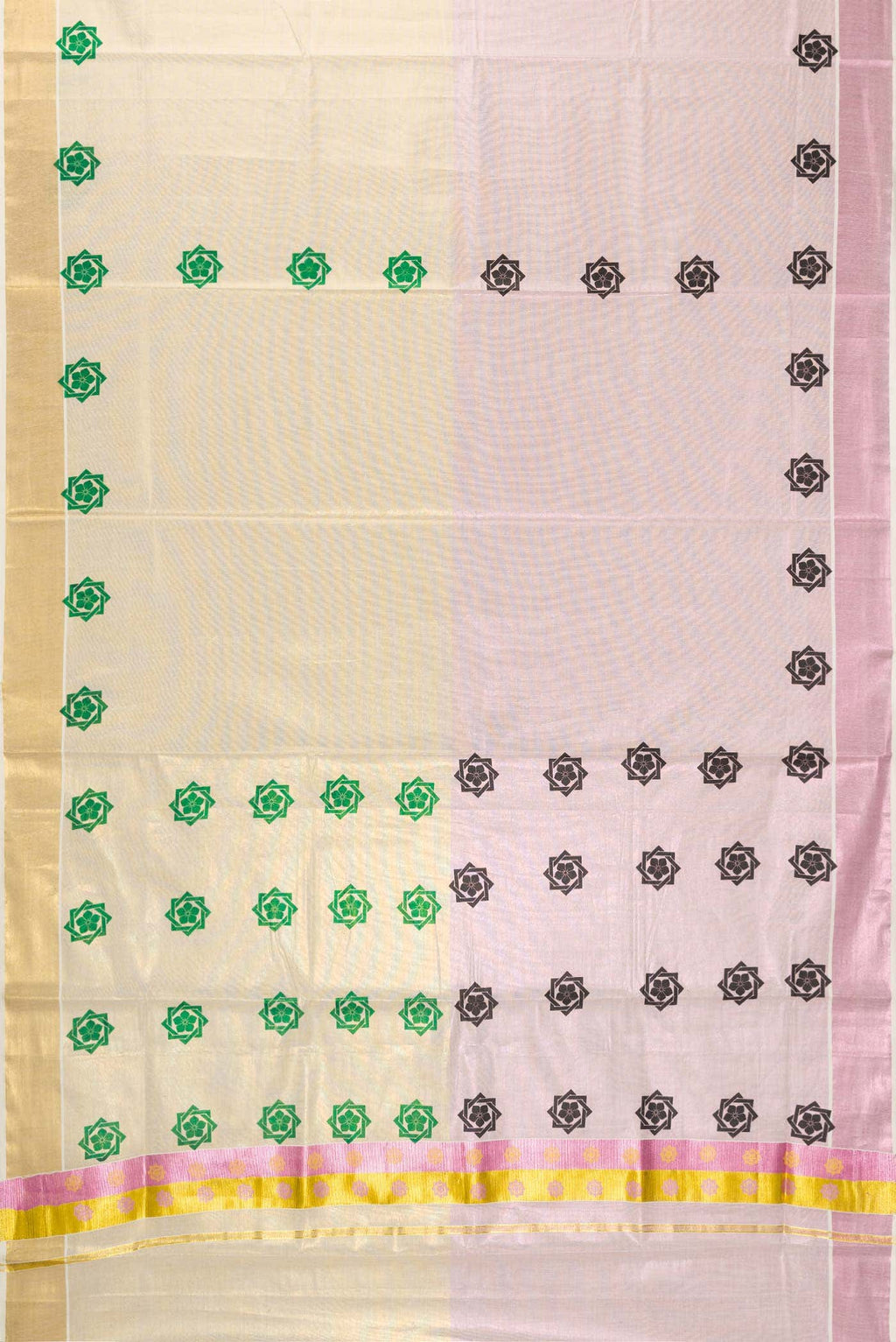 Pink and Gold Dual Tone Kerala Cotton Saree