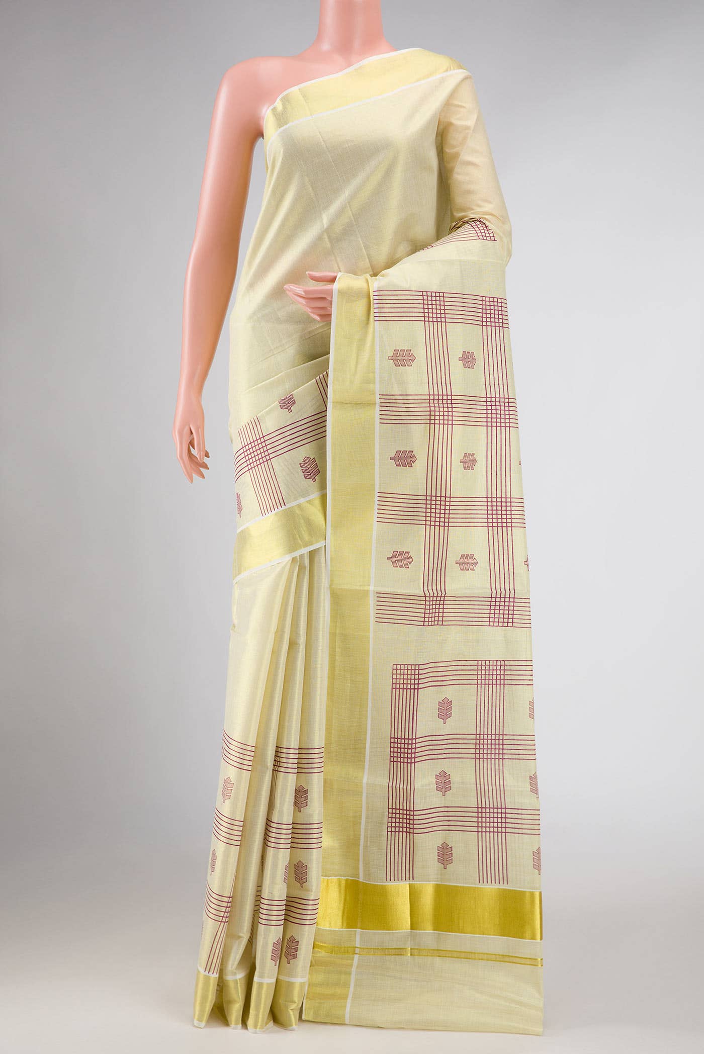 Gold Dual Tone Kerala Cotton Saree