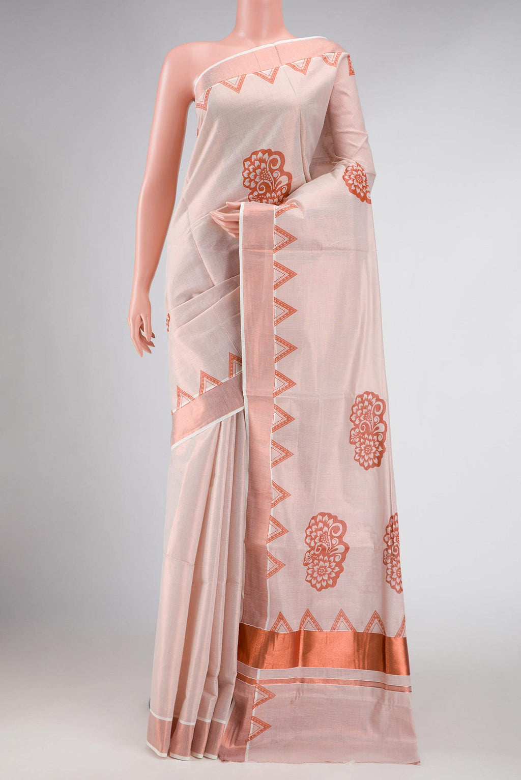 Rose Gold Dual Tone Kerala Cotton Saree