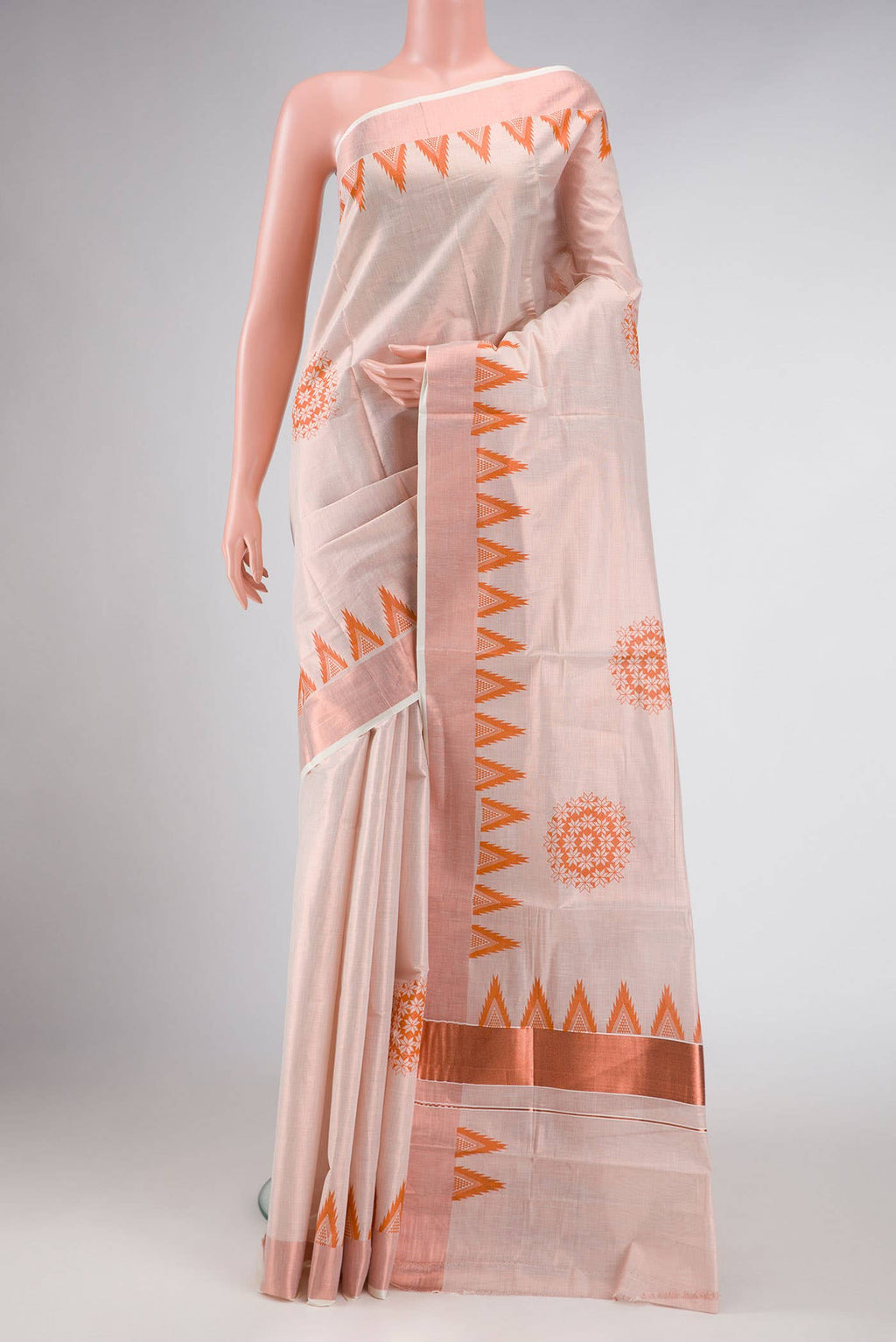 Rose Gold Dual Tone Kerala Cotton Saree