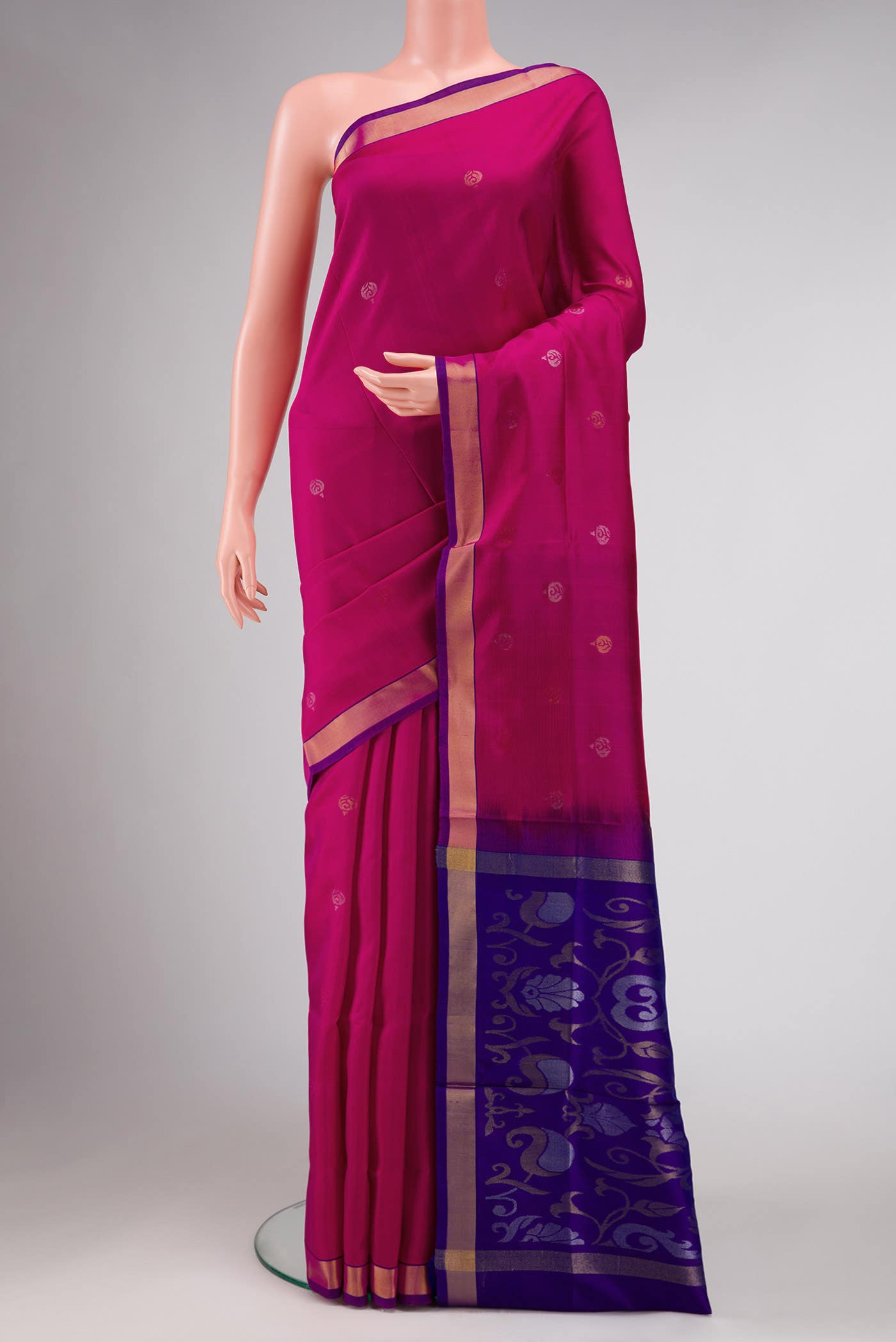 Dark Pink Dual Tone Uppada Silk Saree