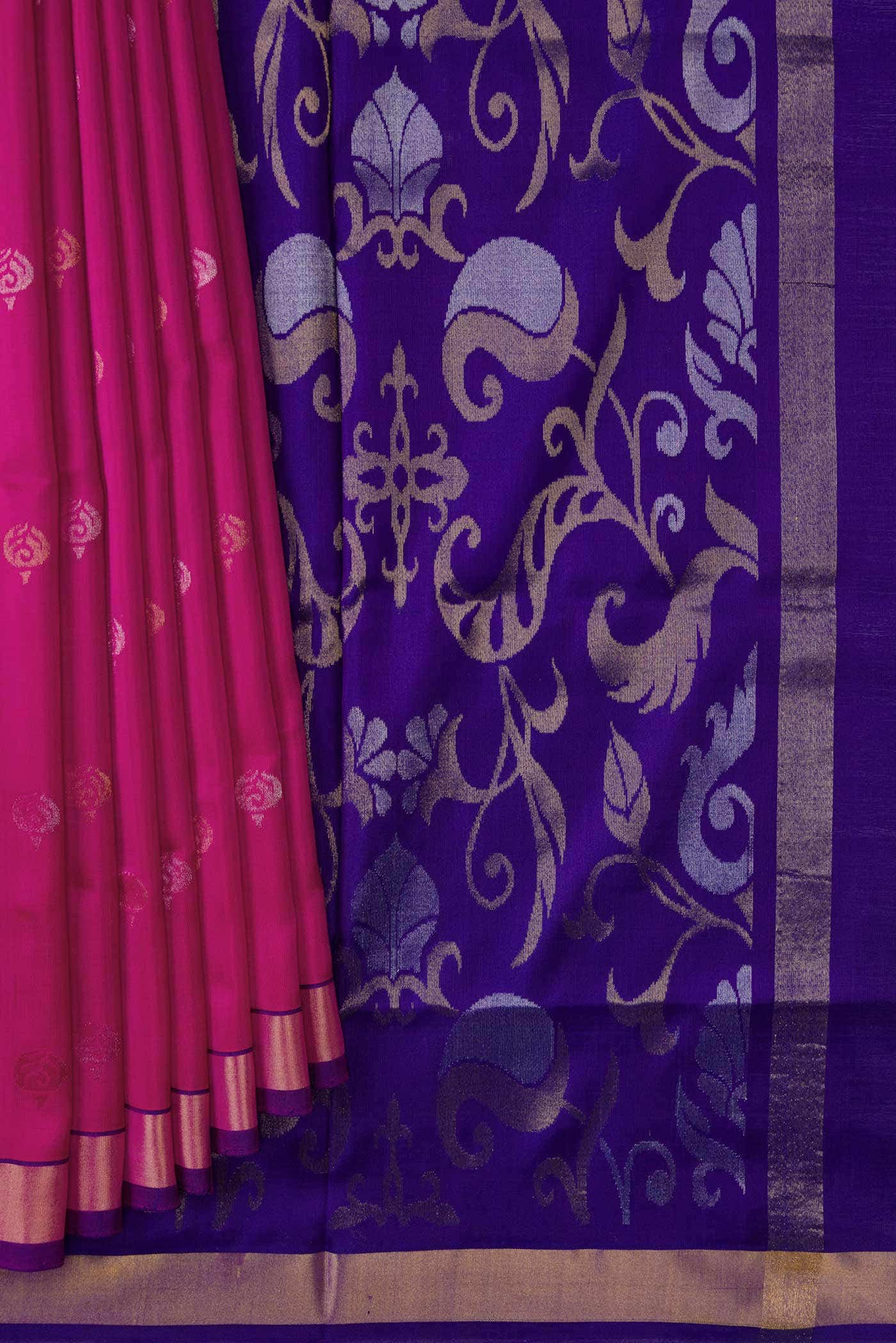 Dark Pink Dual Tone Uppada Silk Saree