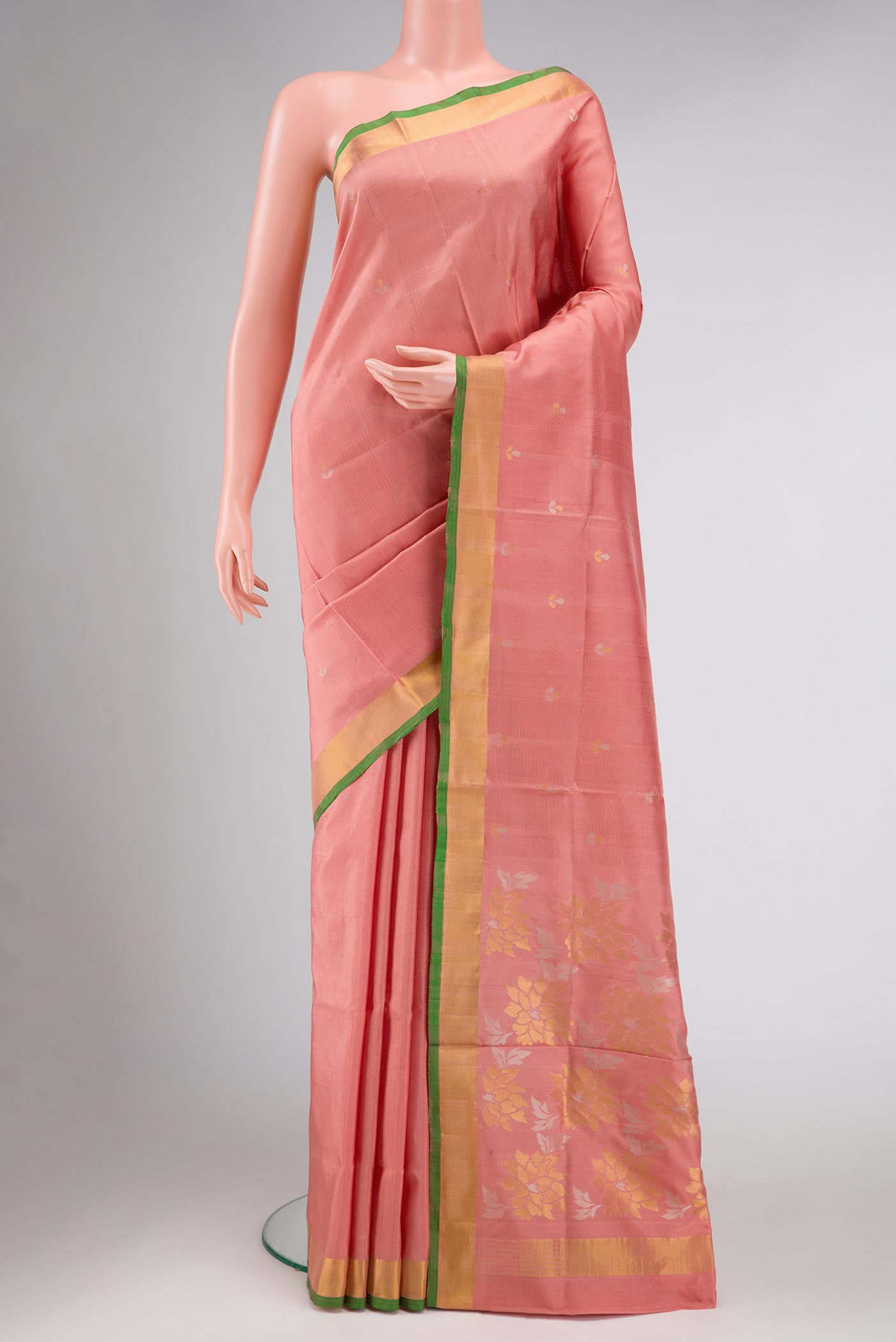 Golden Peach Uppada Silk Saree