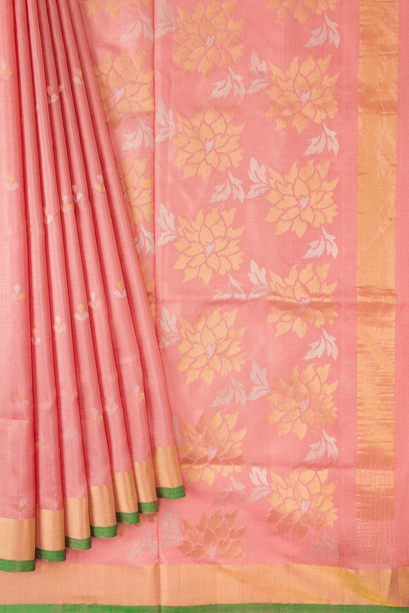 Golden Peach Uppada Silk Saree