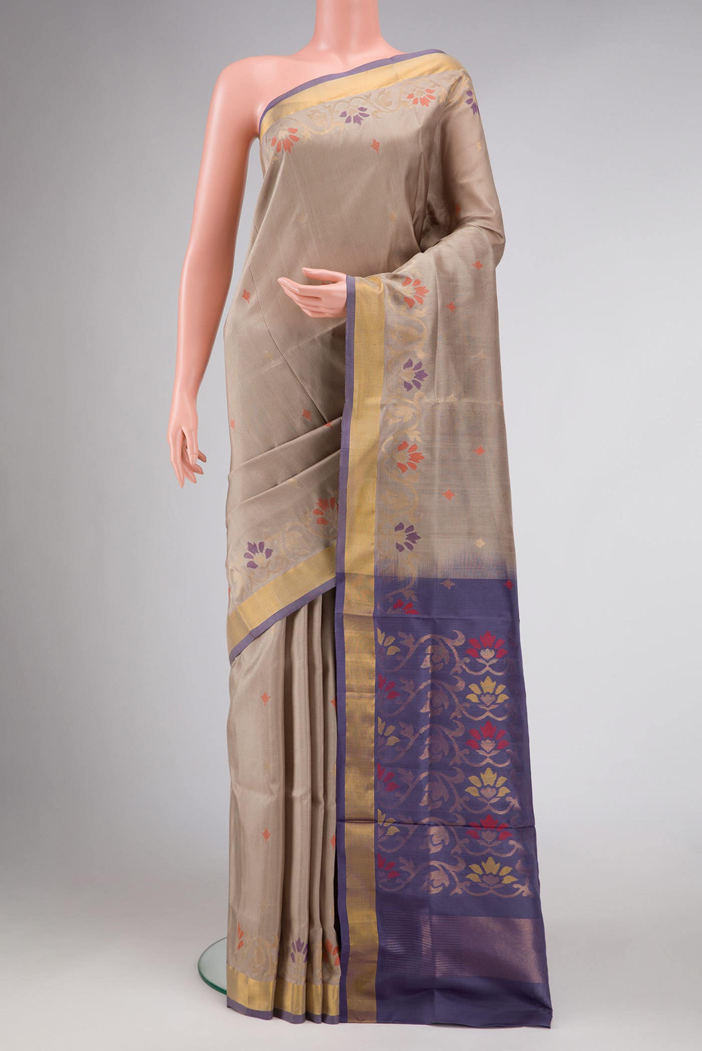 Dark Beige Uppada Silk Saree