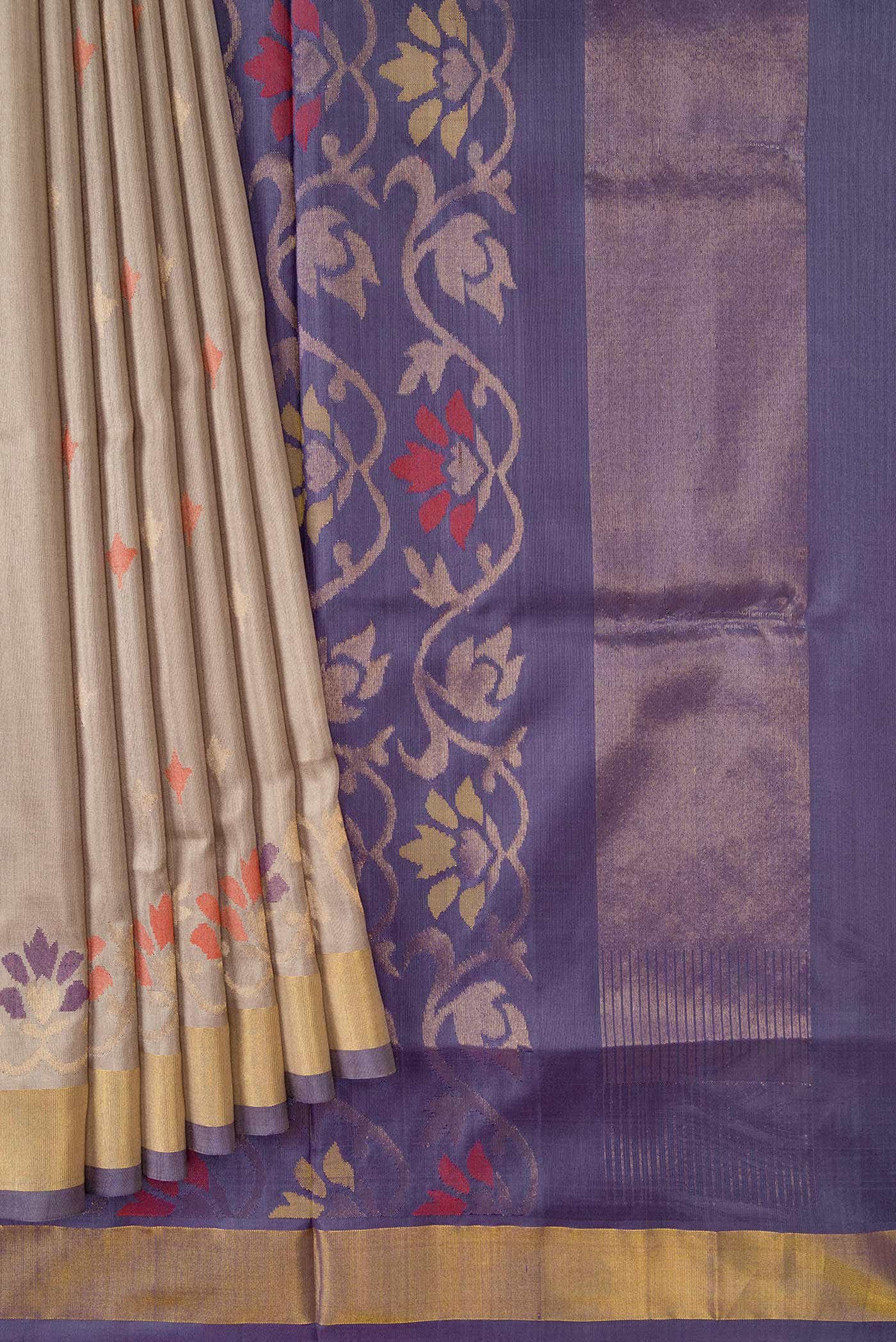 Dark Beige Uppada Silk Saree