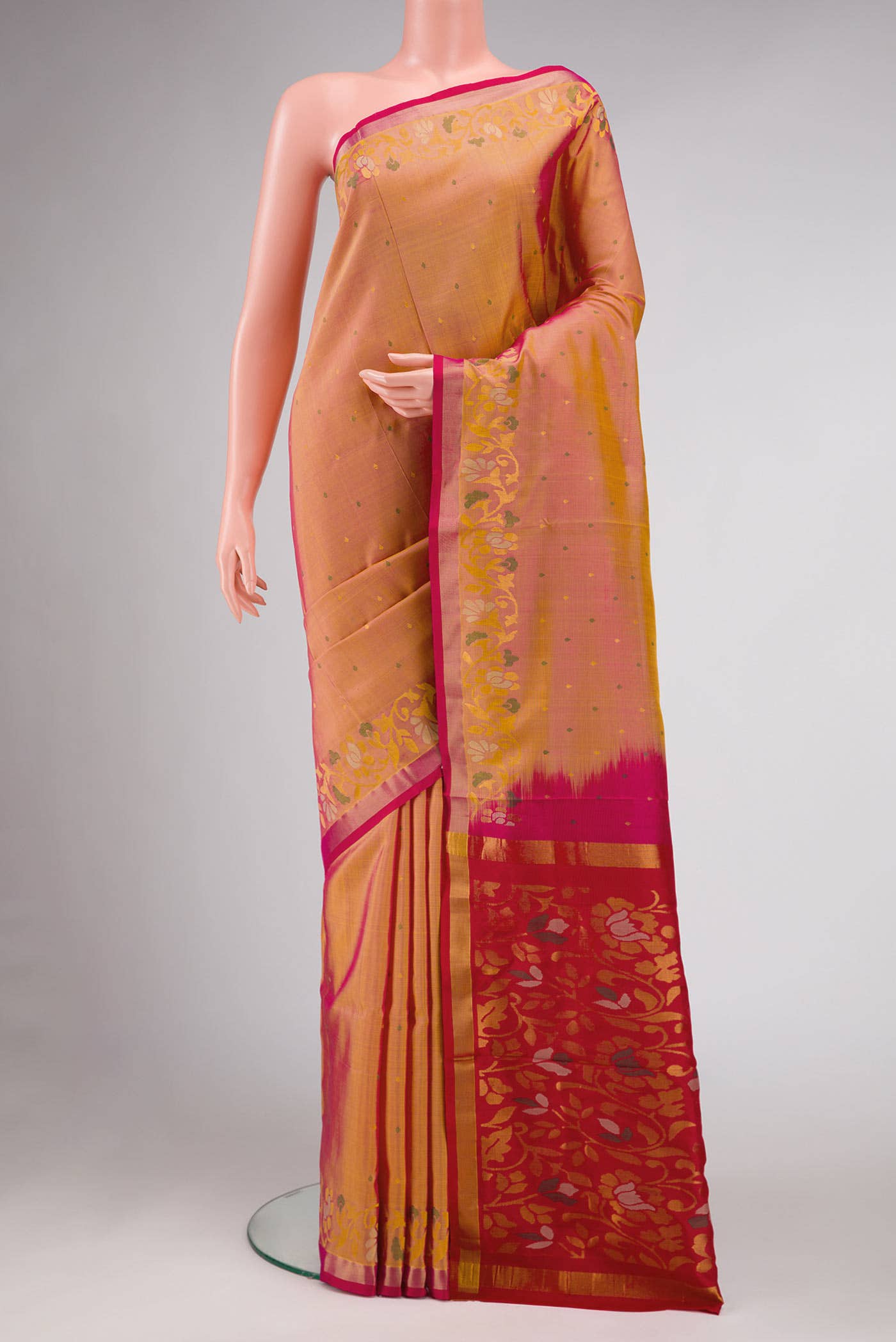 Mustard Dual Tone Uppada Silk Saree