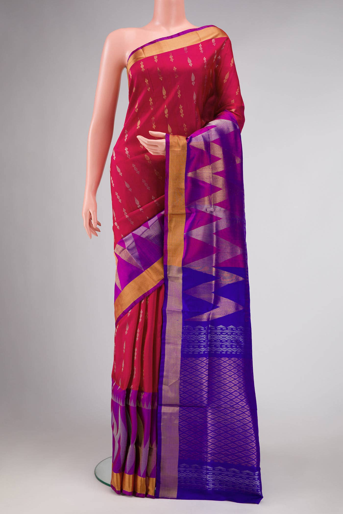 Dark Pink Dual Tone Uppada Silk Saree
