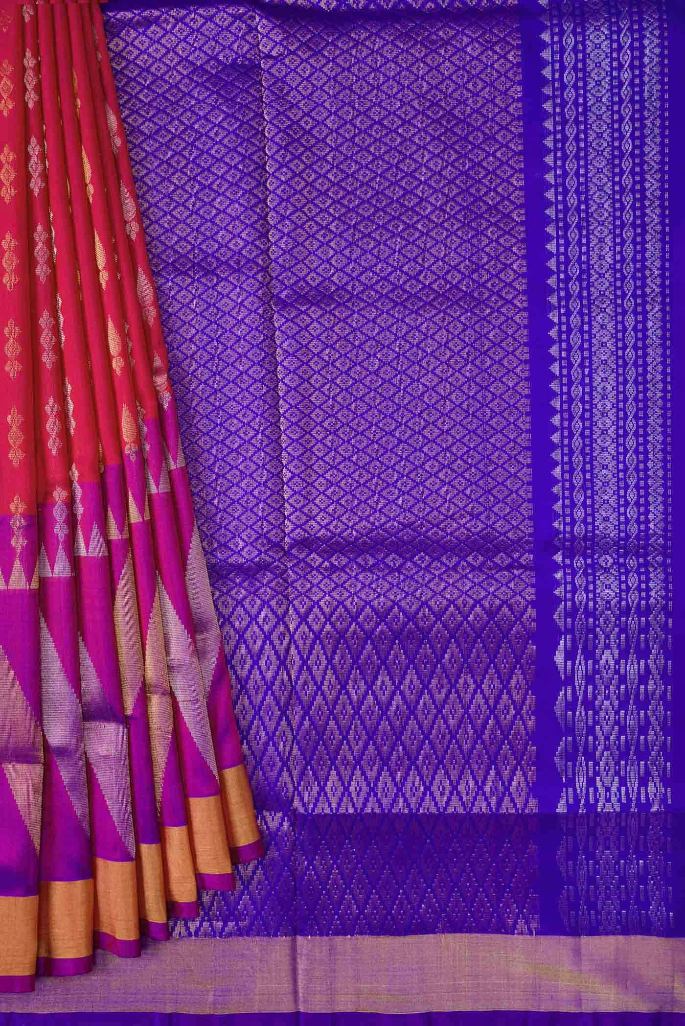 Dark Pink Dual Tone Uppada Silk Saree