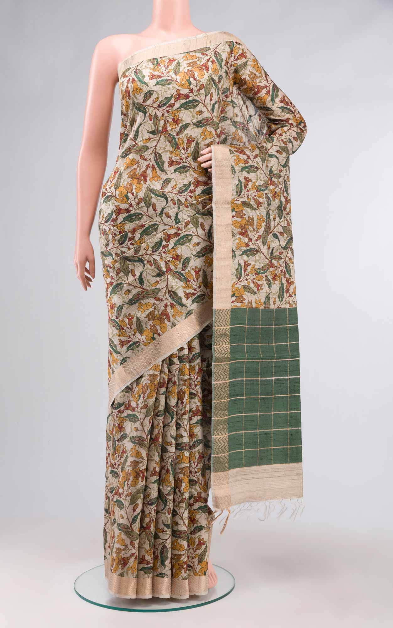 Beige Raw Silk Saree