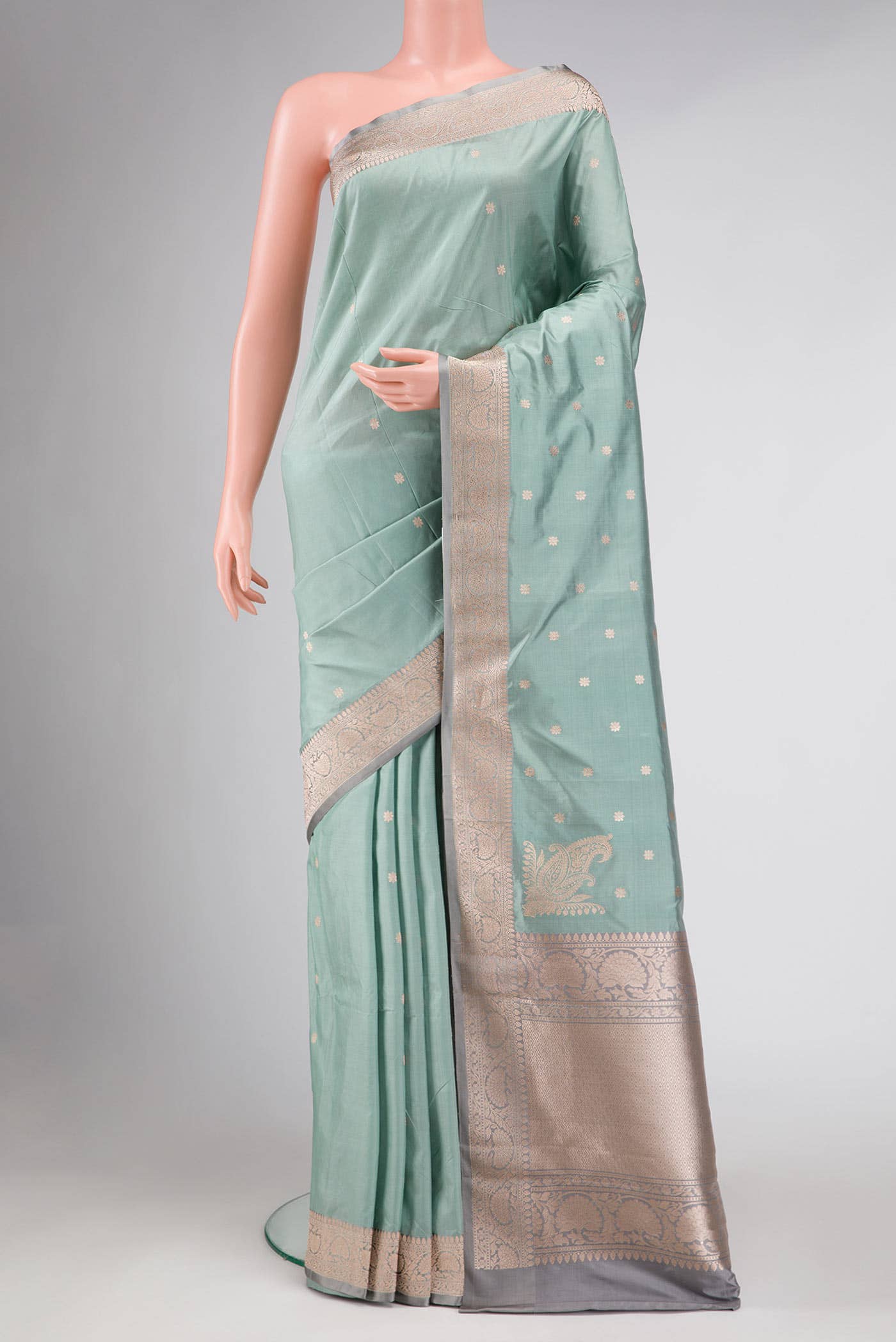 Davys Grey Dual Tone Banarasi Silk Saree