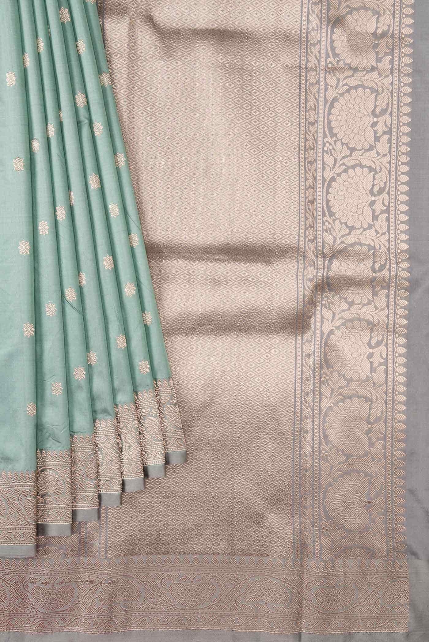 Davys Grey Dual Tone Banarasi Silk Saree