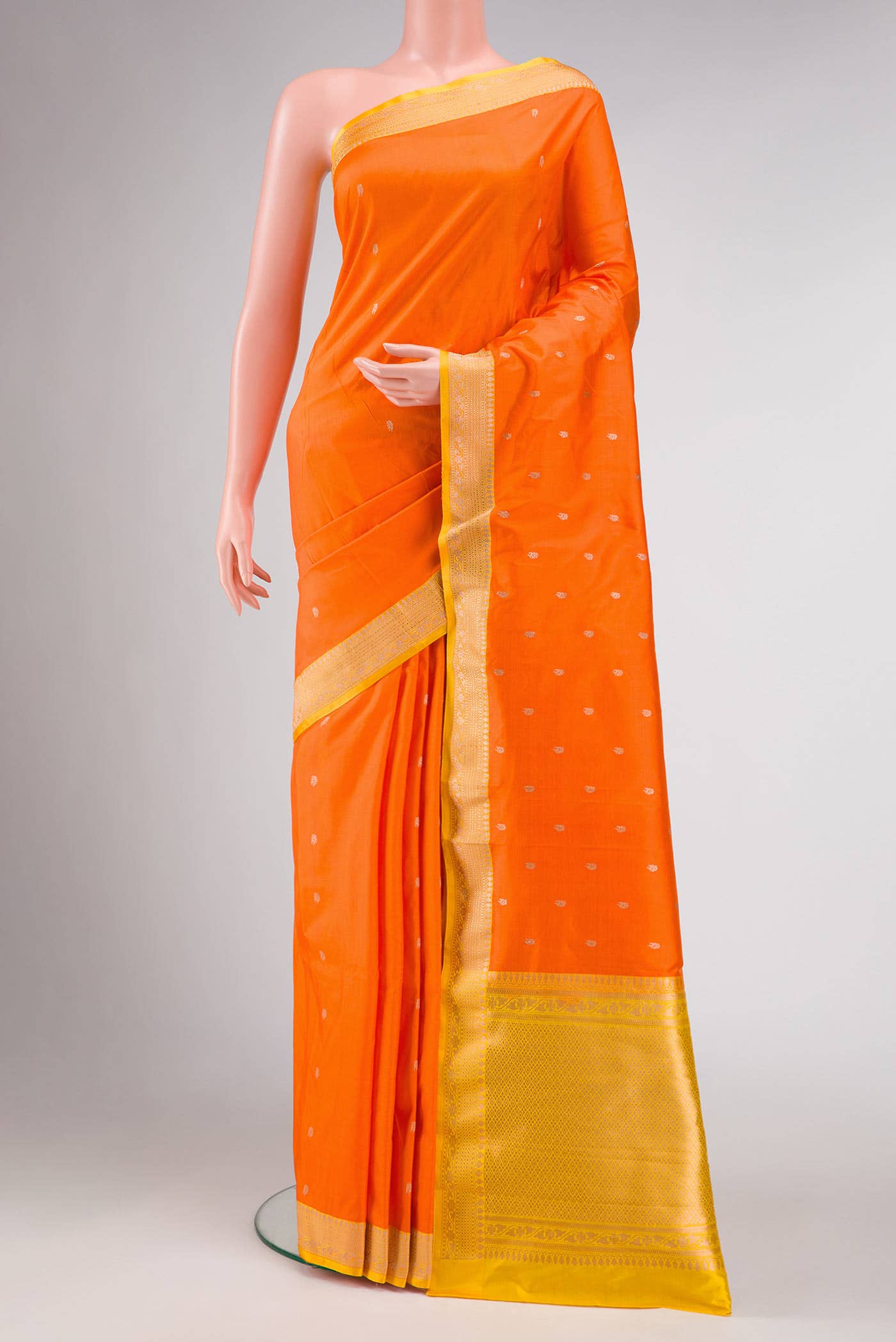 Orange Banarasi Silk Saree
