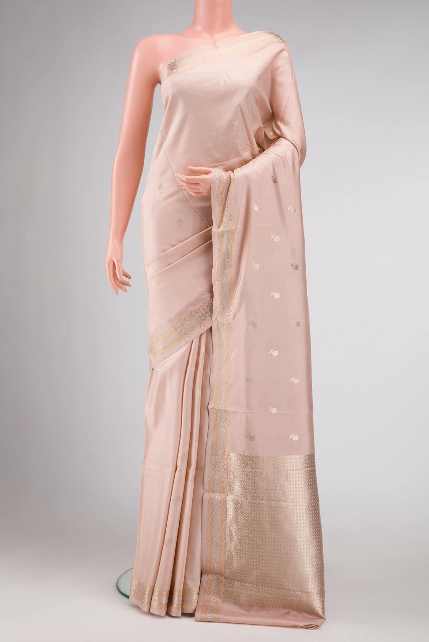 Golden Peach Banarasi Silk Saree