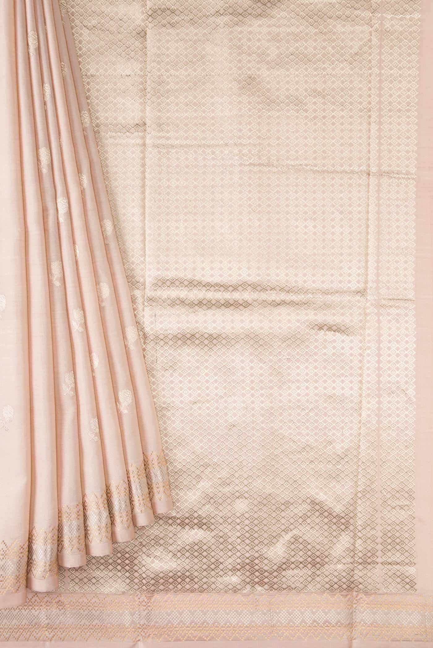 Golden Peach Banarasi Silk Saree
