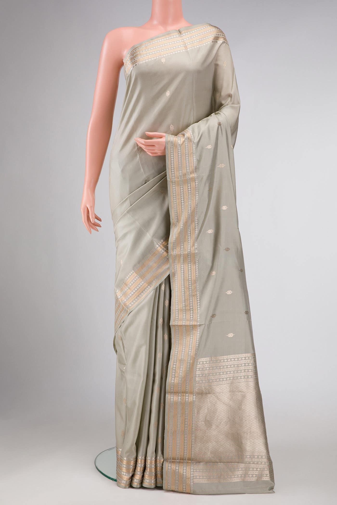 Grey Banarasi Silk Saree