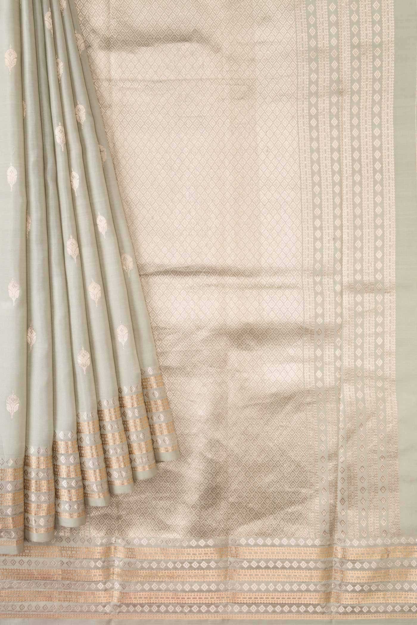 Grey Banarasi Silk Saree