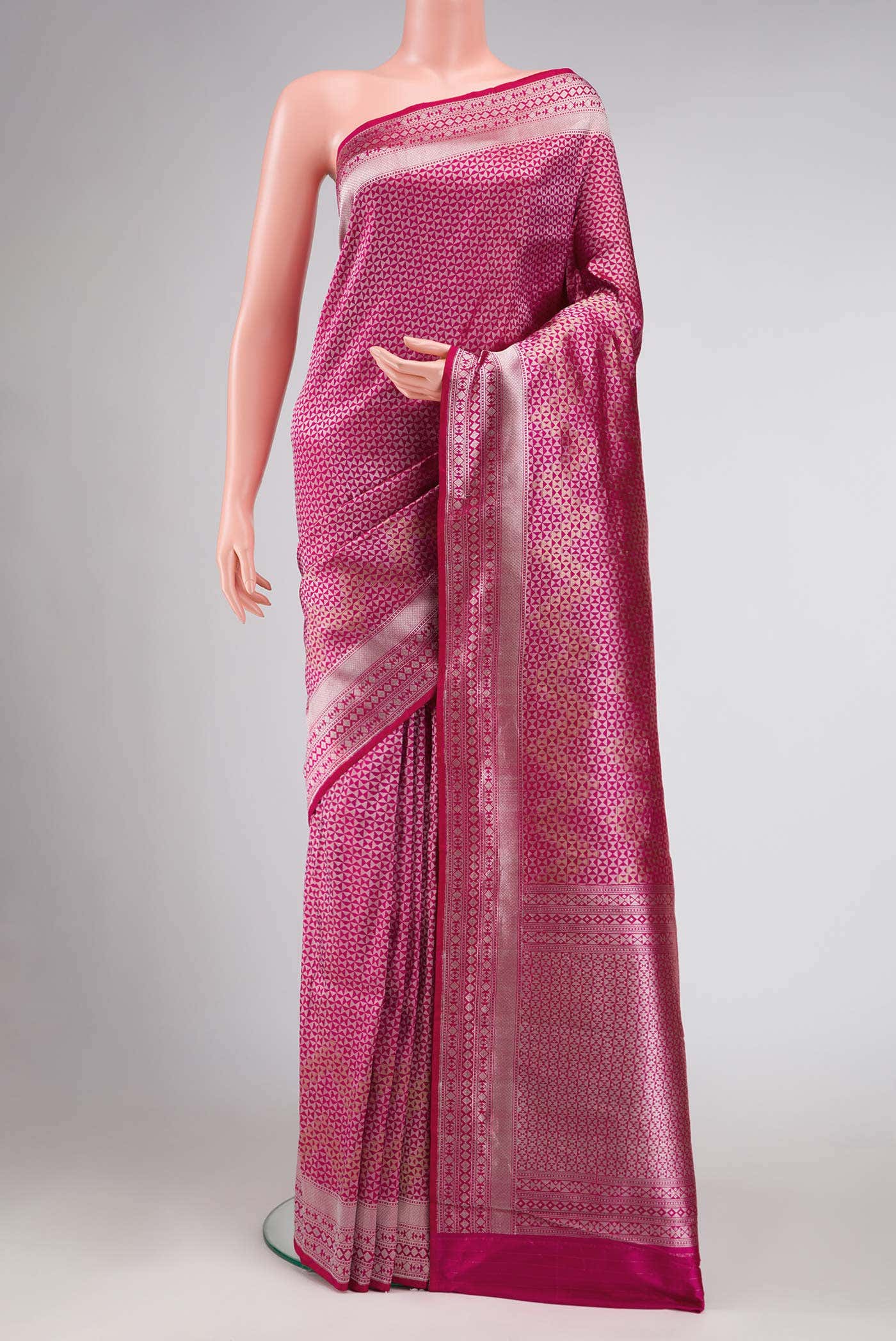 Rani Pink Dual Tone Banarasi Silk Saree