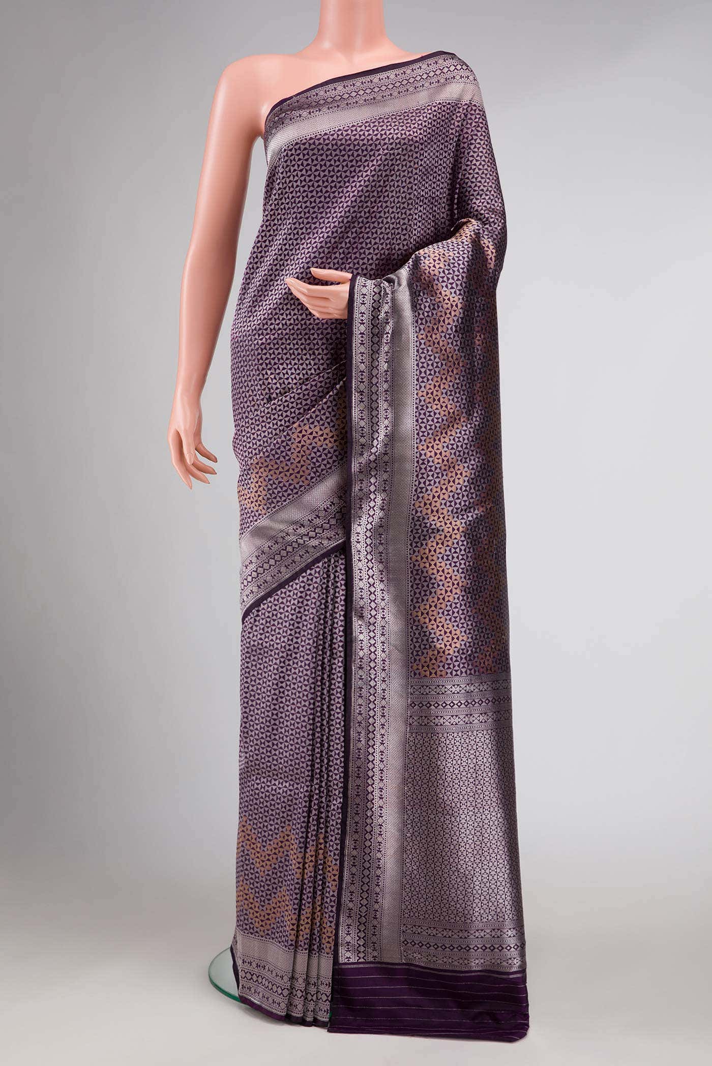 Burgundy Dual Tone Banarasi Silk Saree