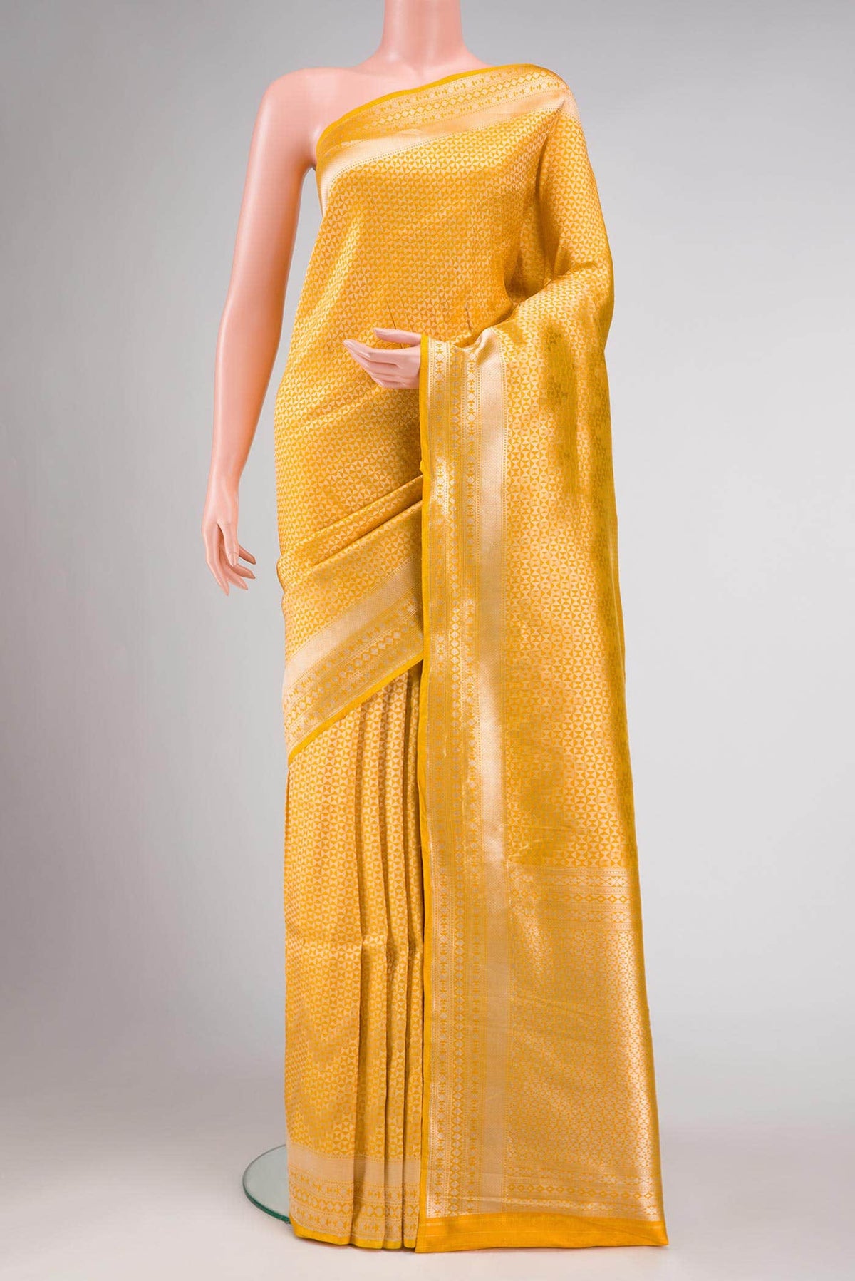 Yellow Banarasi Silk Saree