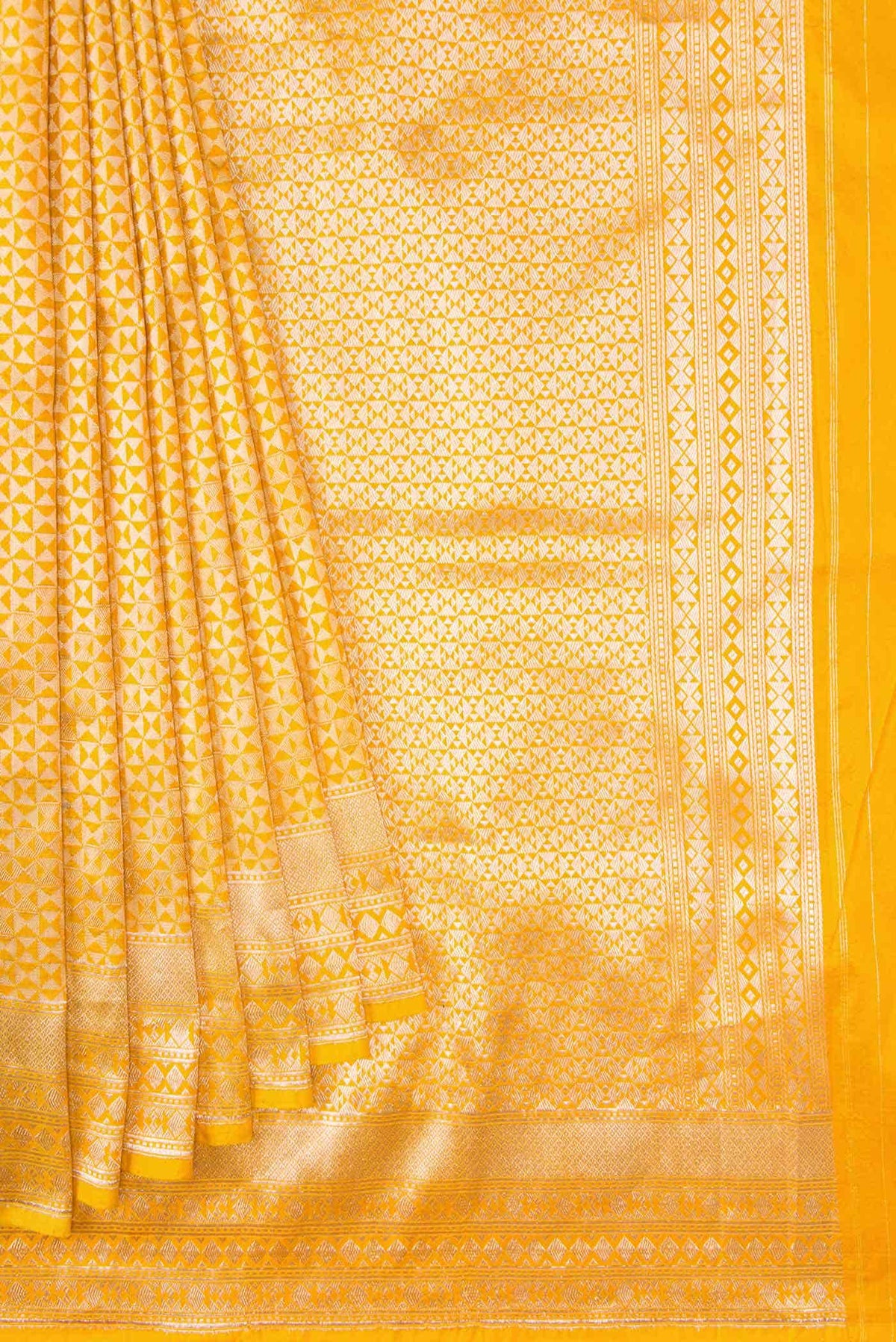 Yellow Banarasi Silk Saree