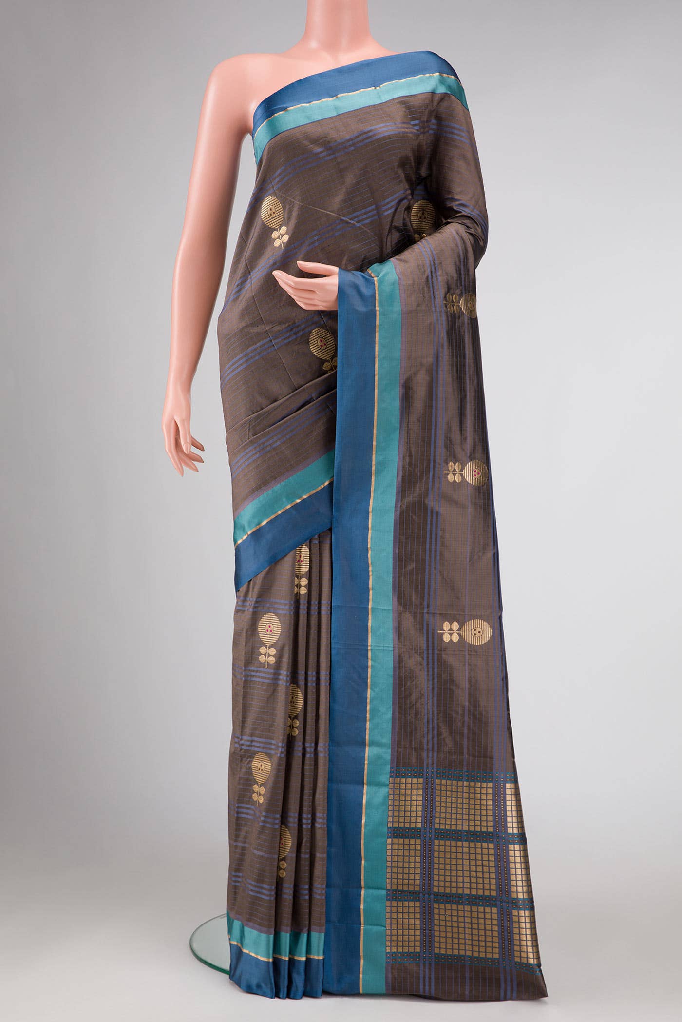 Brown Dual Tone Banarasi Silk Saree