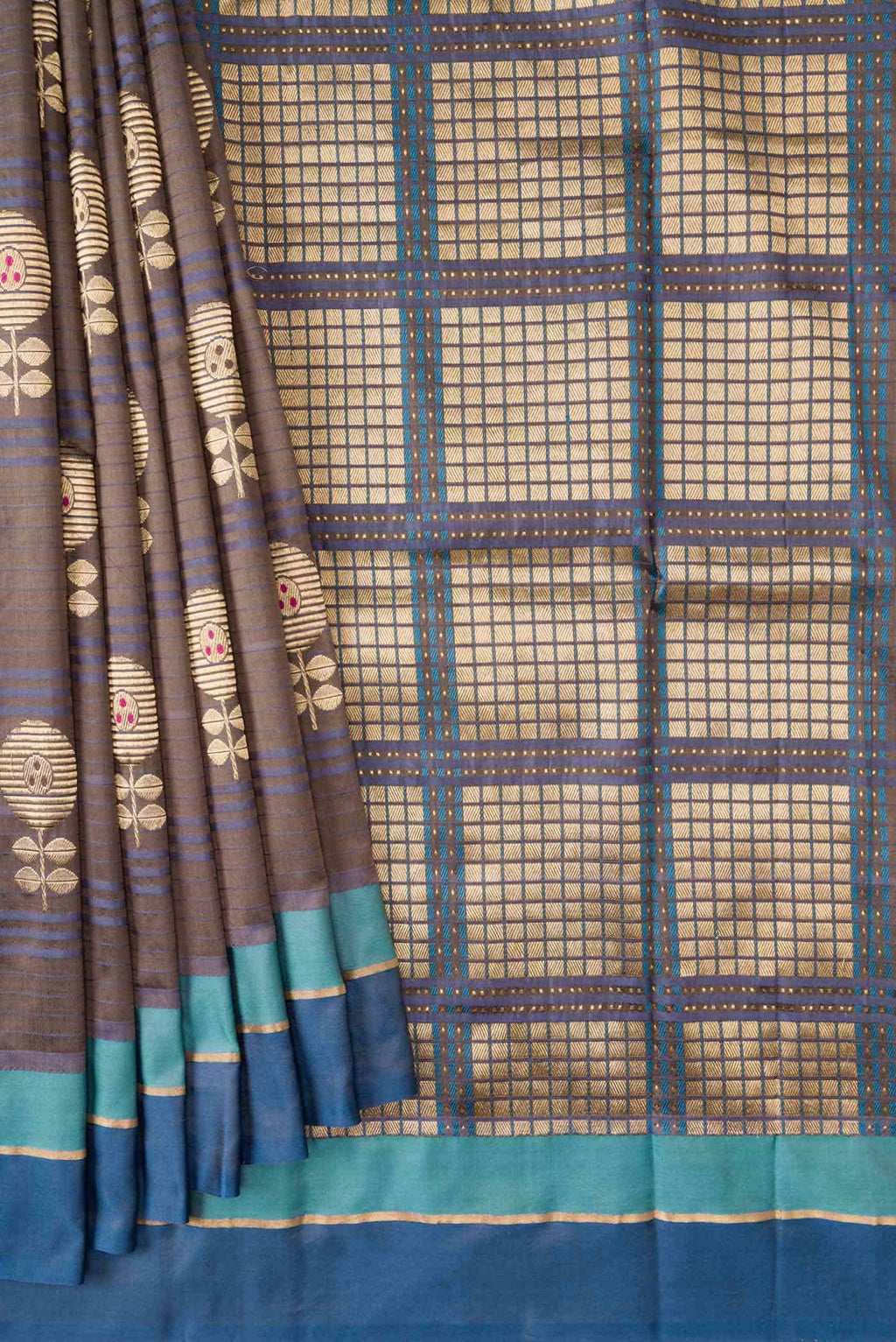 Brown Dual Tone Banarasi Silk Saree