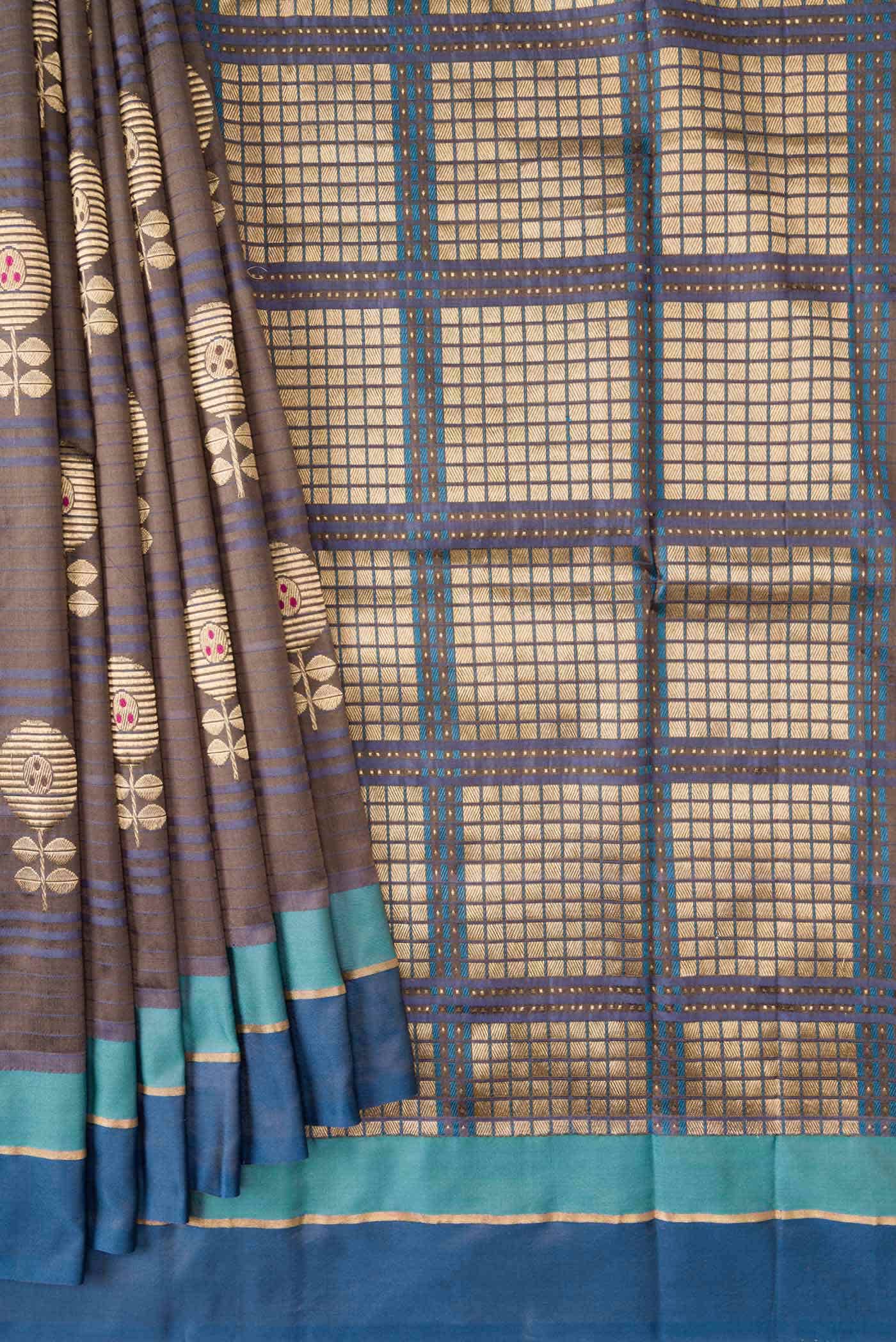 Brown Dual Tone Banarasi Silk Saree