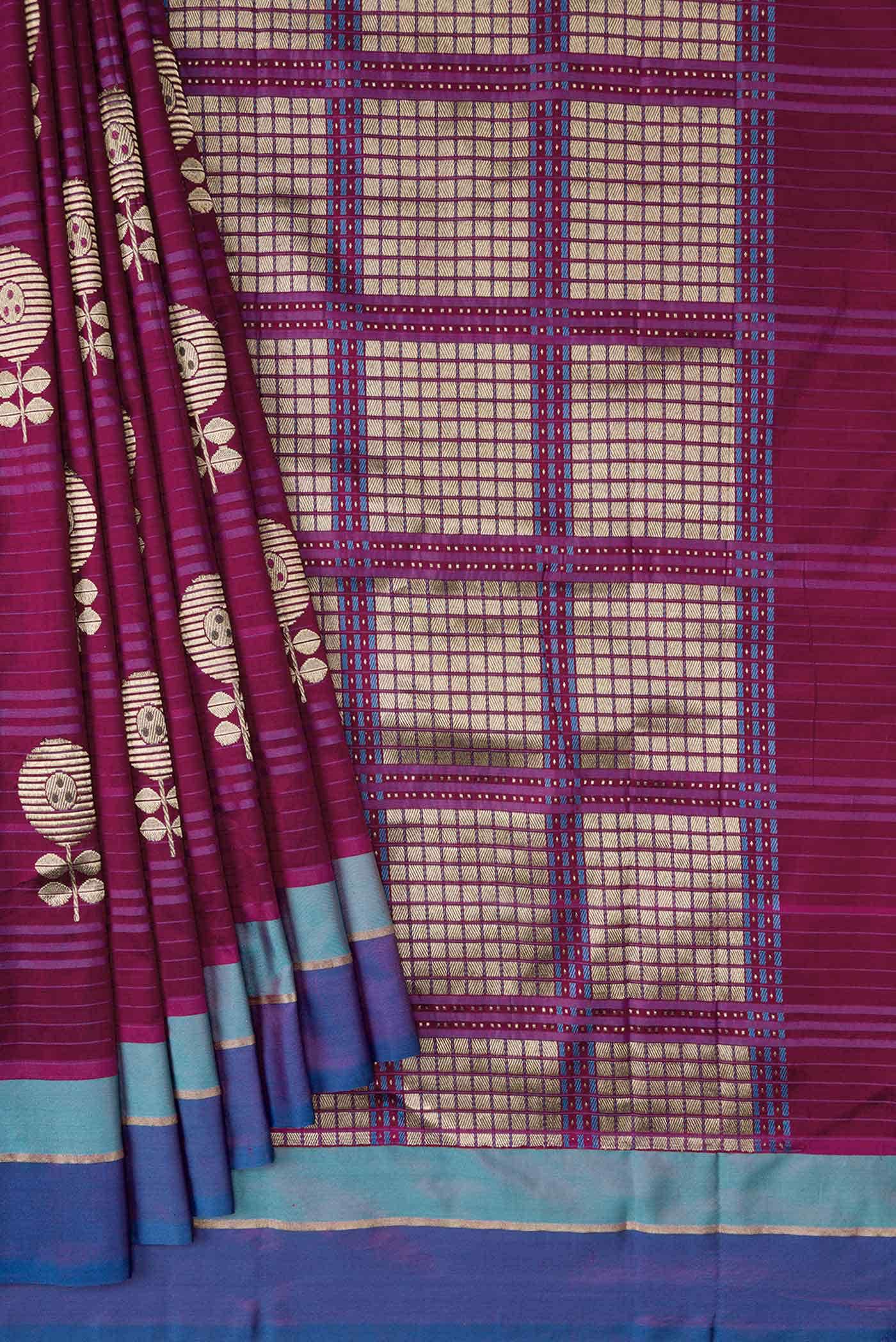 Magenta Dual Tone Banarasi Silk Saree