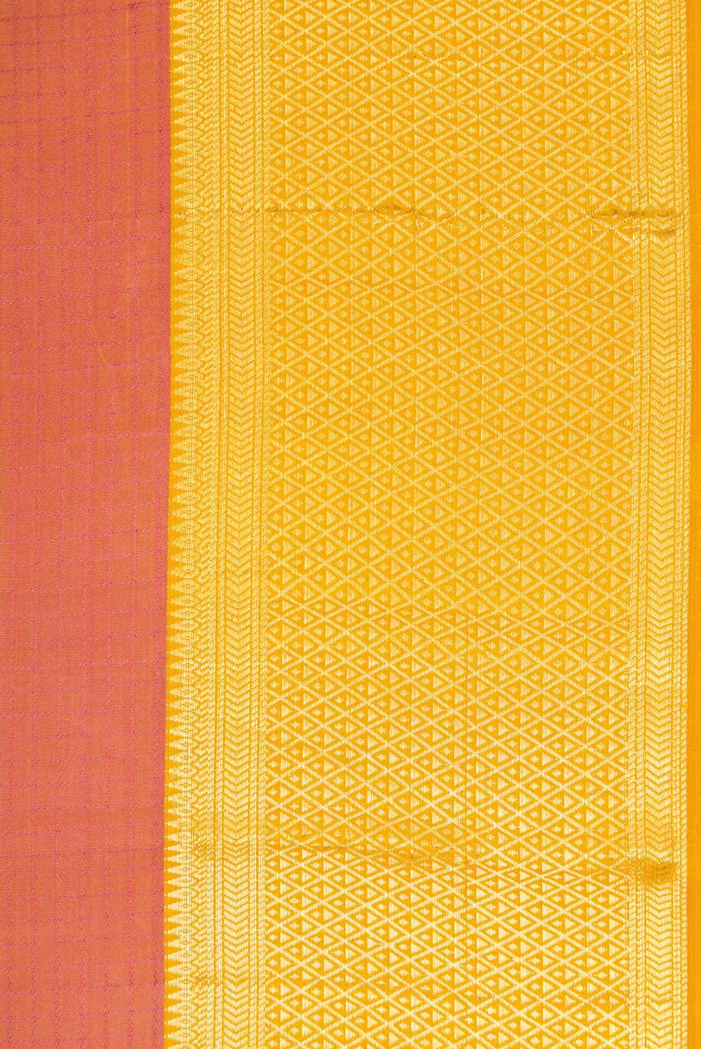 Golden Peach Dual Tone Kanchipuram Silk Saree