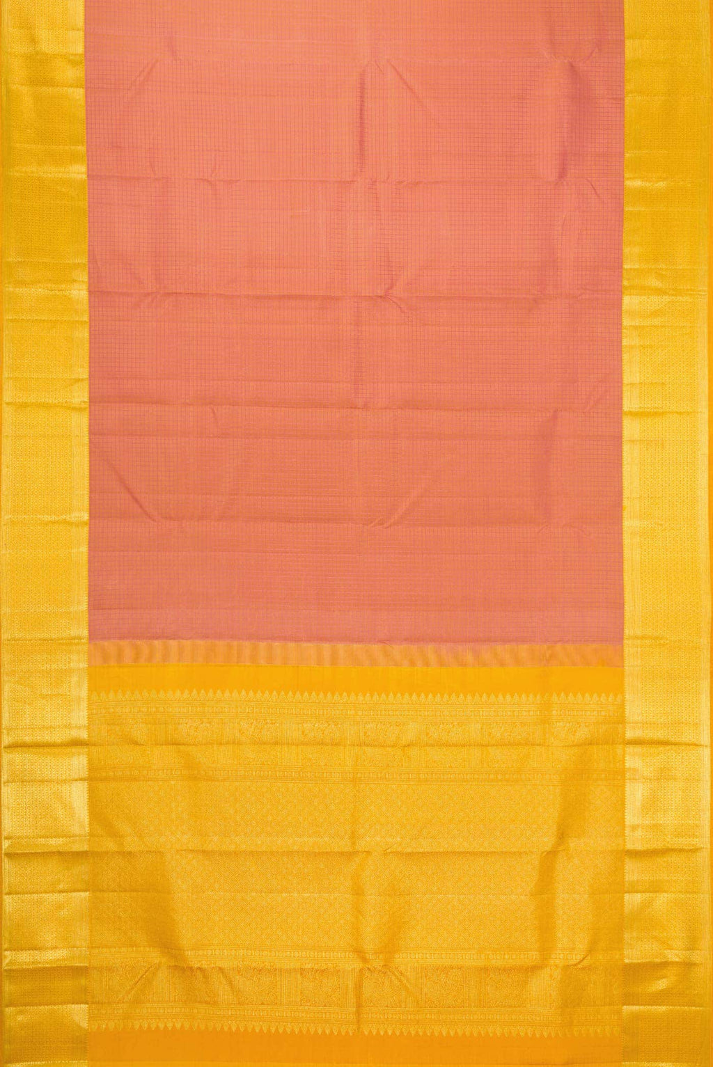 Golden Peach Dual Tone Kanchipuram Silk Saree