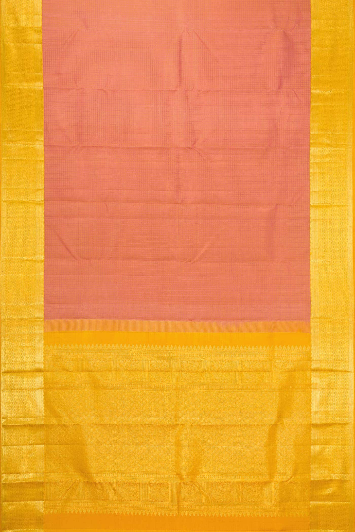Golden Peach Dual Tone Kanchipuram Silk Saree