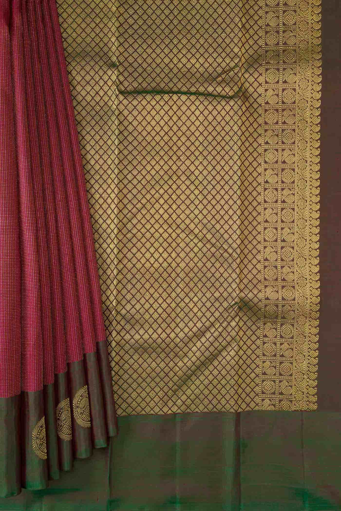 Maroon Dual Tone Kanchipuram Silk Saree