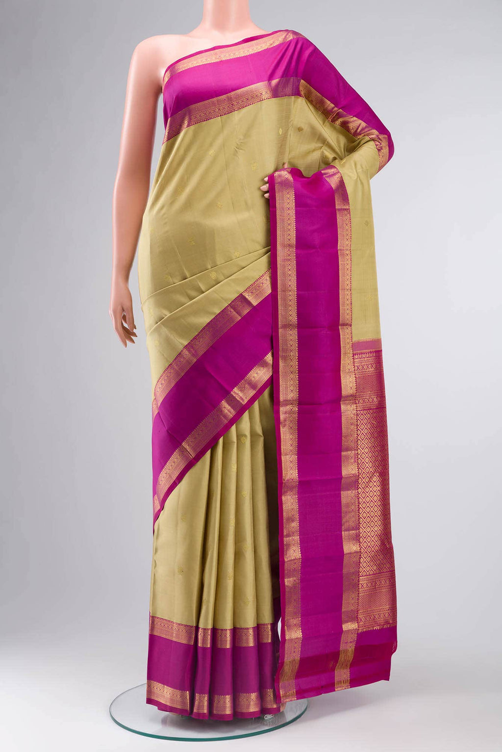 Beige Kanchipuram Silk Saree
