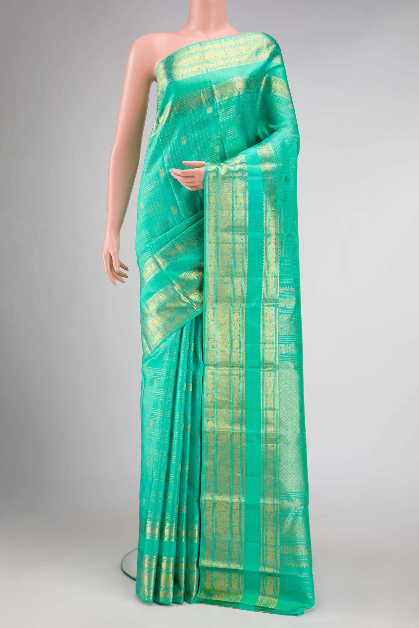 Sea Green Kanchipuram Silk Saree