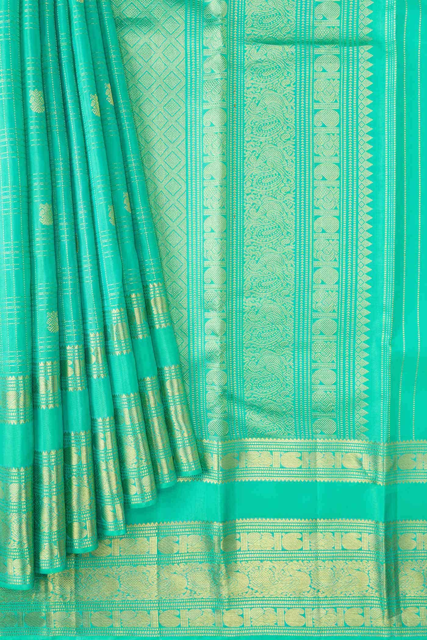 Sea Green Kanchipuram Silk Saree