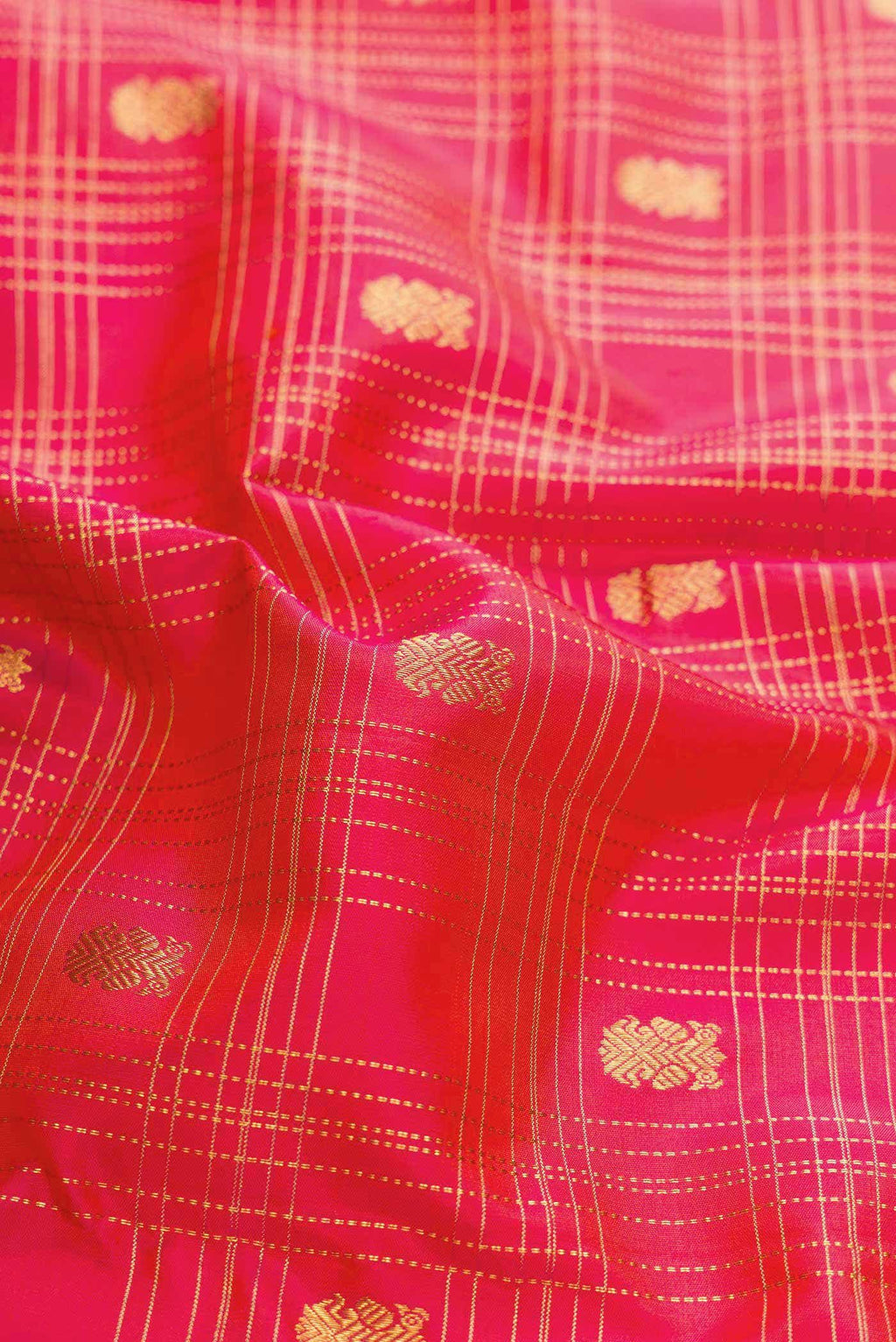 Dark Pink Dual Tone Kanchipuram Silk Saree