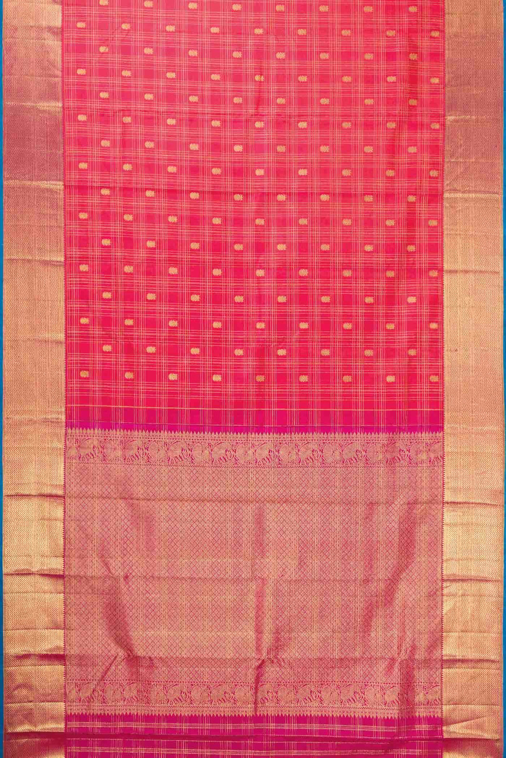 Dark Pink Dual Tone Kanchipuram Silk Saree