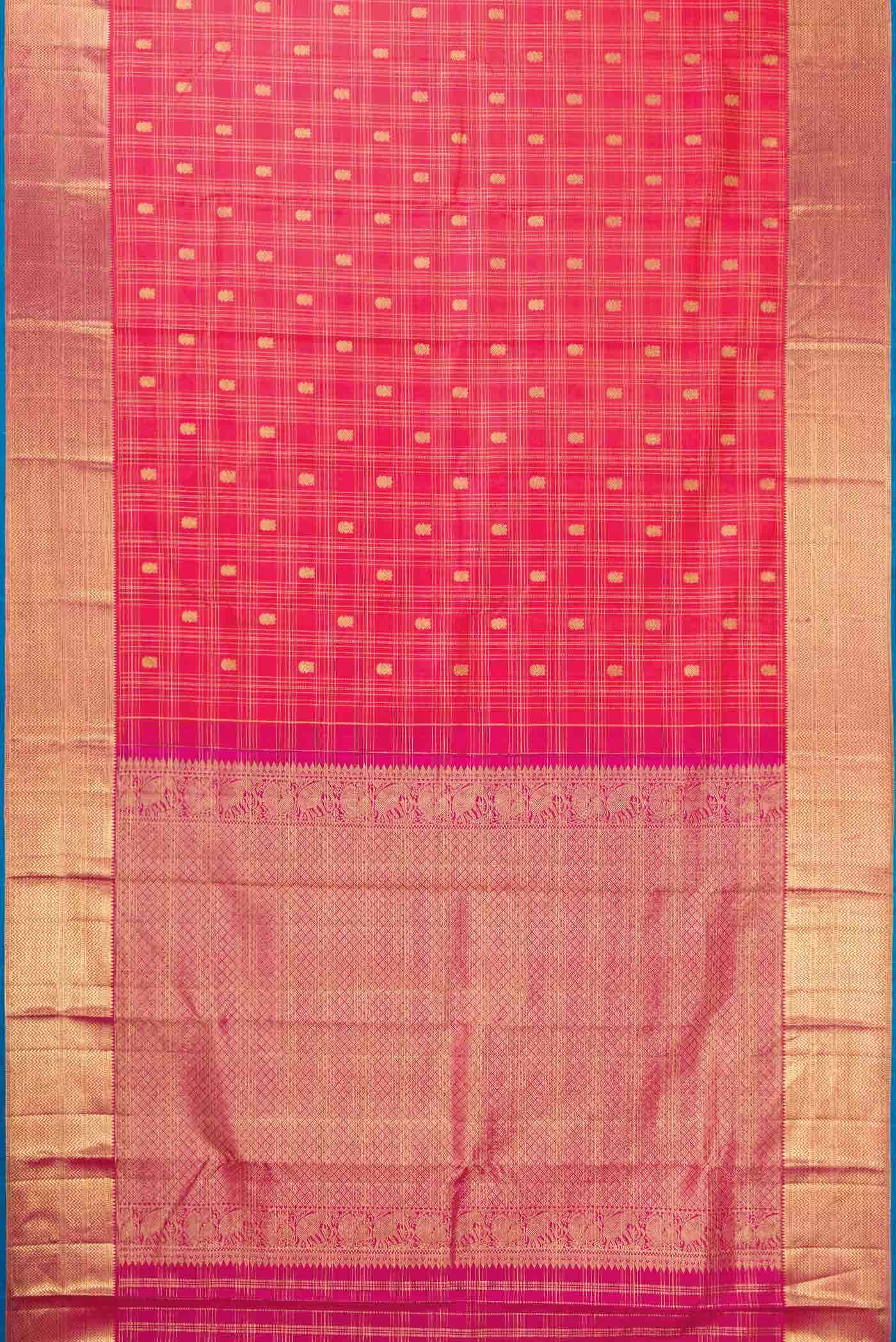 Dark Pink Dual Tone Kanchipuram Silk Saree