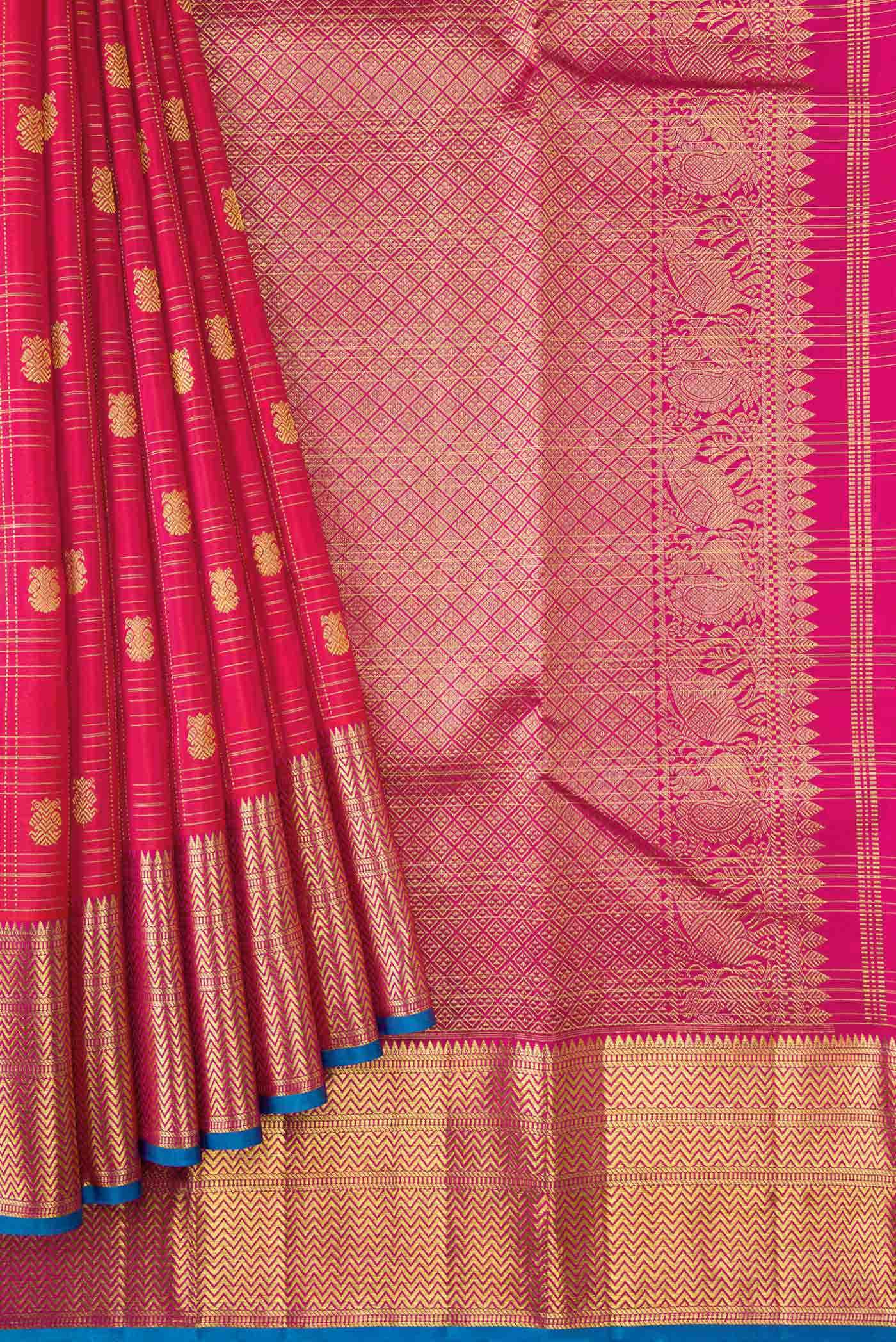 Dark Pink Dual Tone Kanchipuram Silk Saree