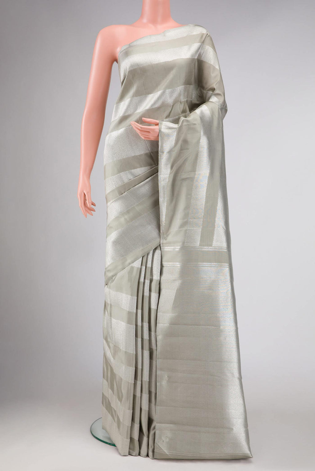 Davys Grey Kanchipuram Silk Saree