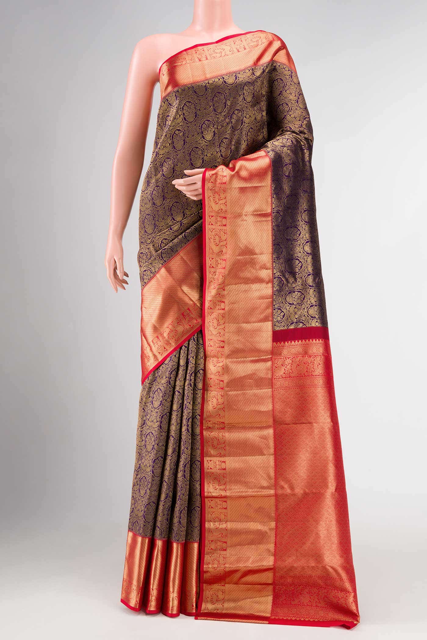 Violet Dual Tone Kanchipuram Silk Saree