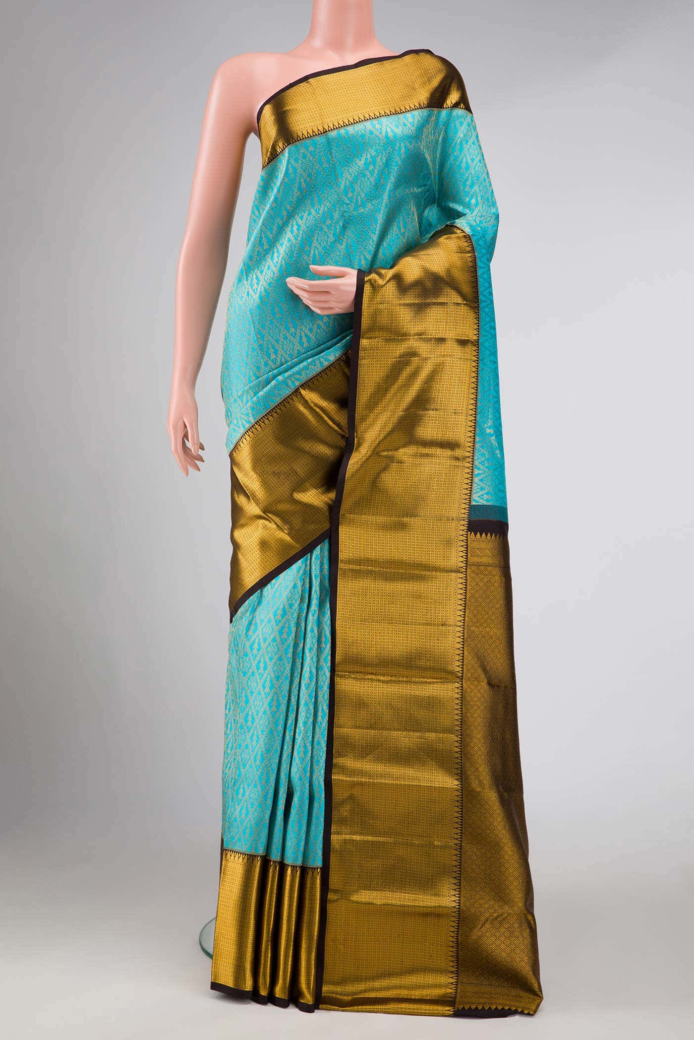 Sky Blue Kanchipuram Silk Saree