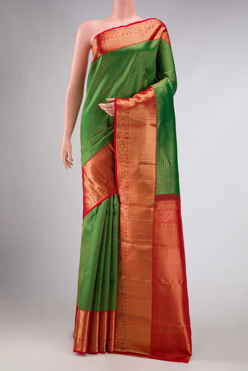Green Dual Tone Kanchipuram Silk Saree