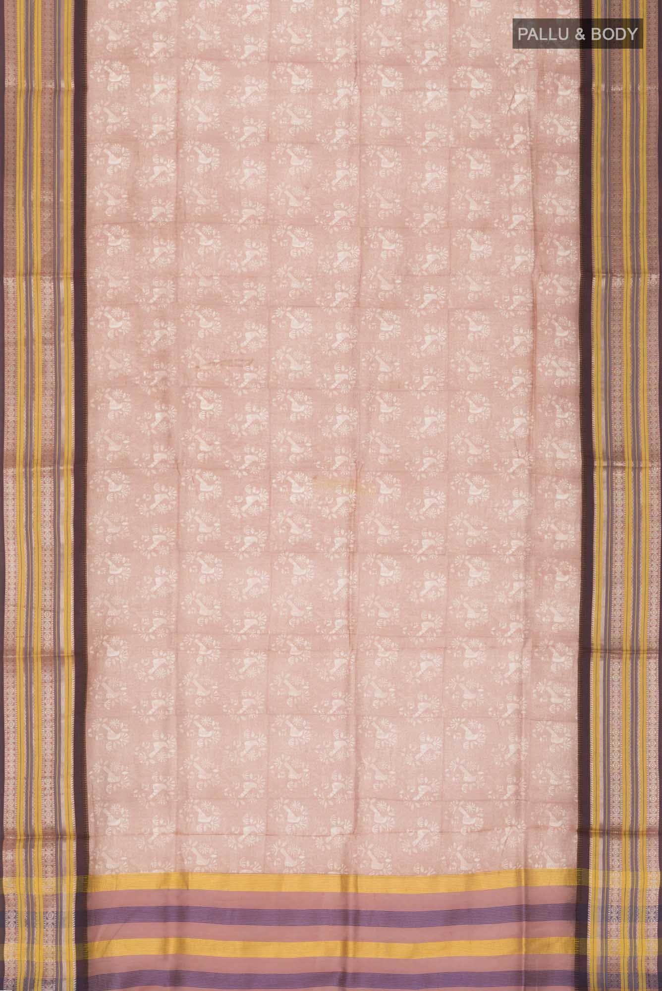 Brown Chanderi Silk Cotton Saree