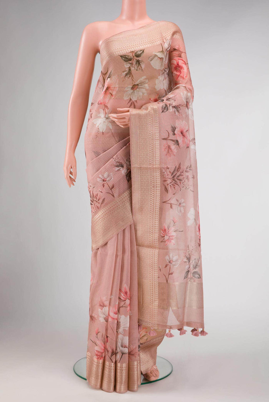 Pink Dual Tone Kota Silk Saree