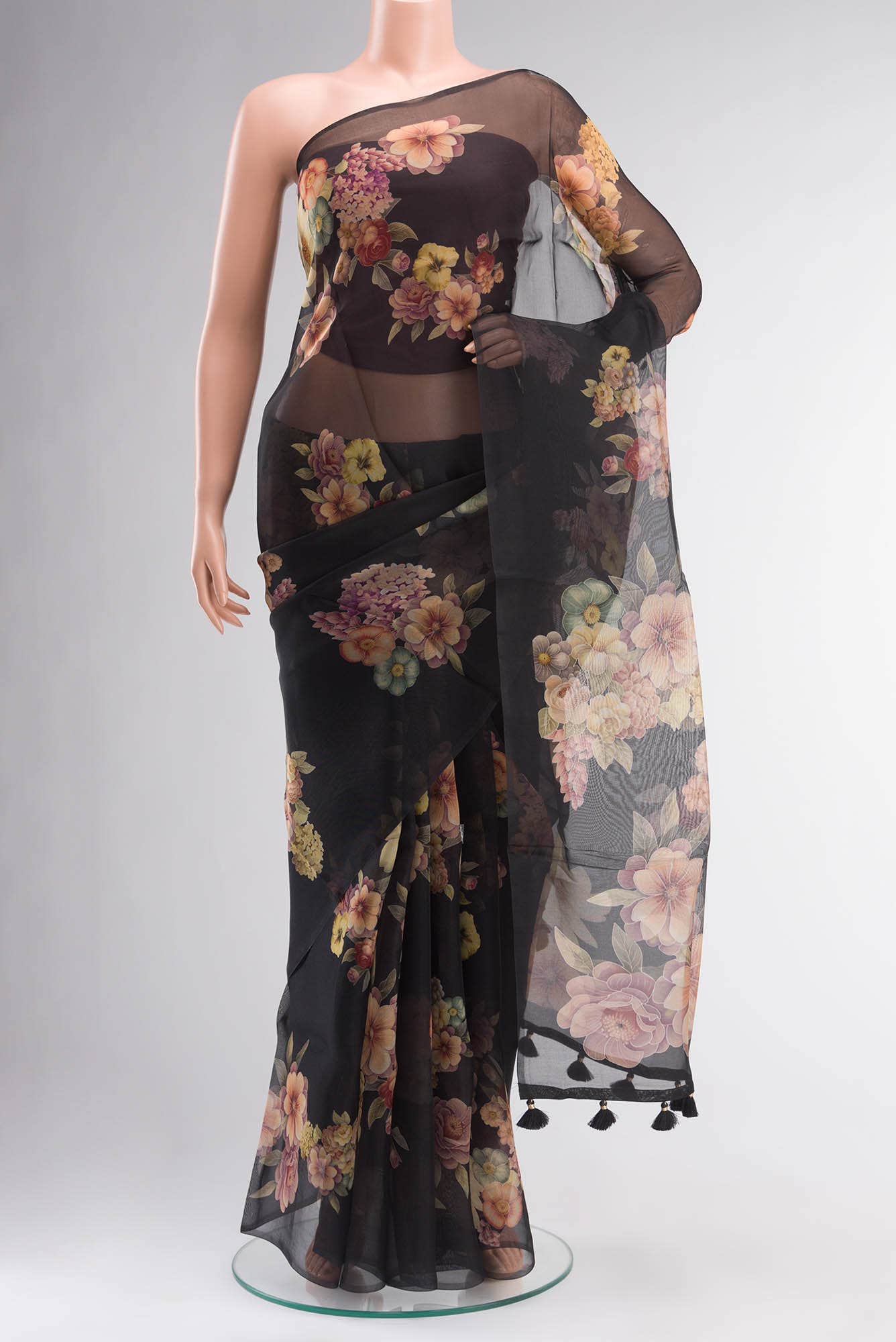 Black Organza Silk Saree
