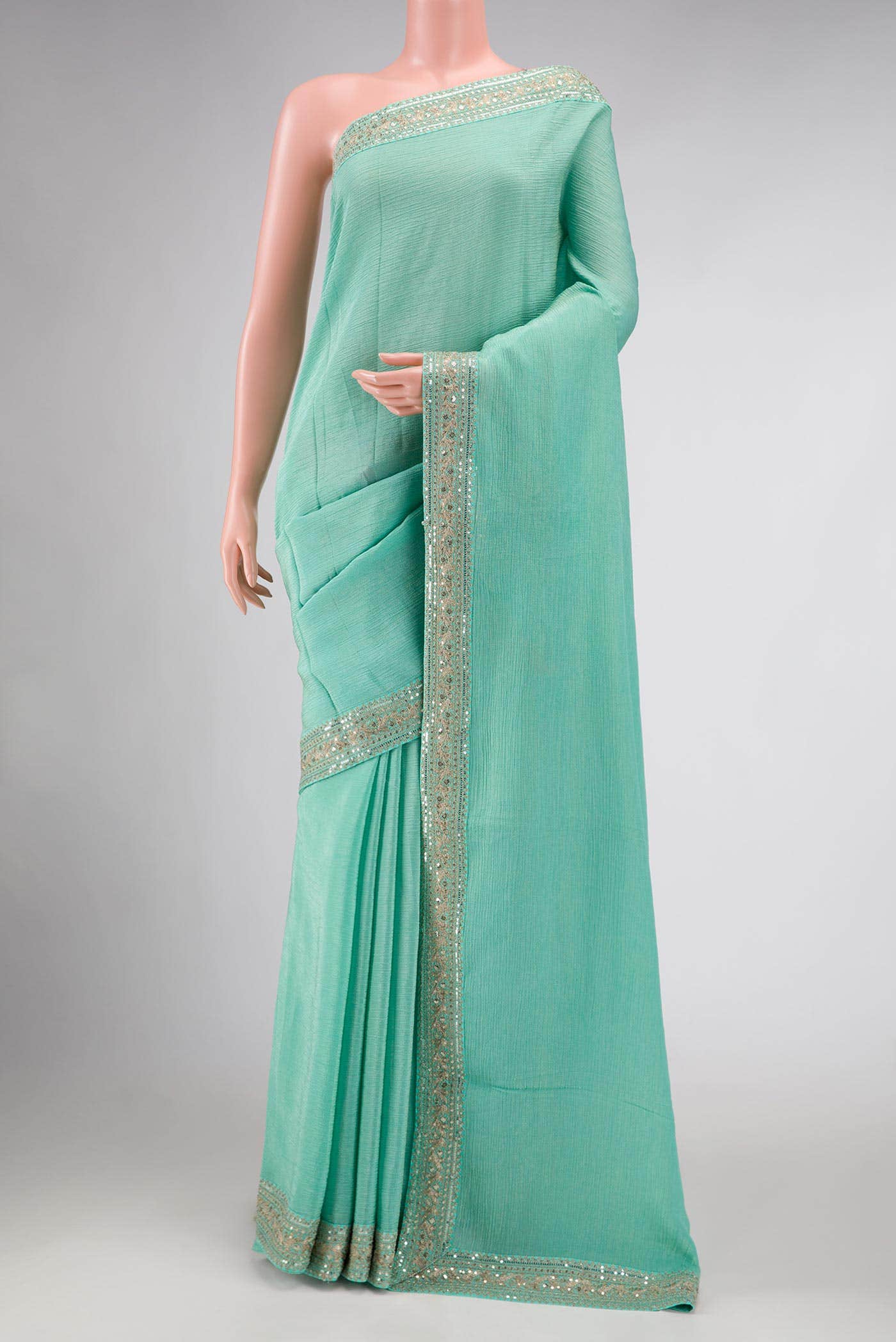 Light Green Dual Tone Chanderi Tissue Silk Saree