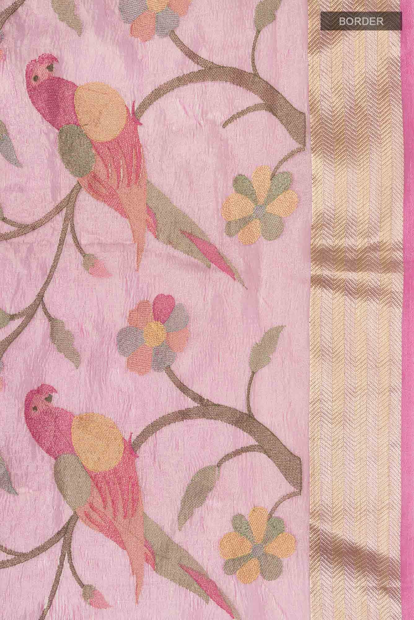 Pink Blended Tissue Silk Saree