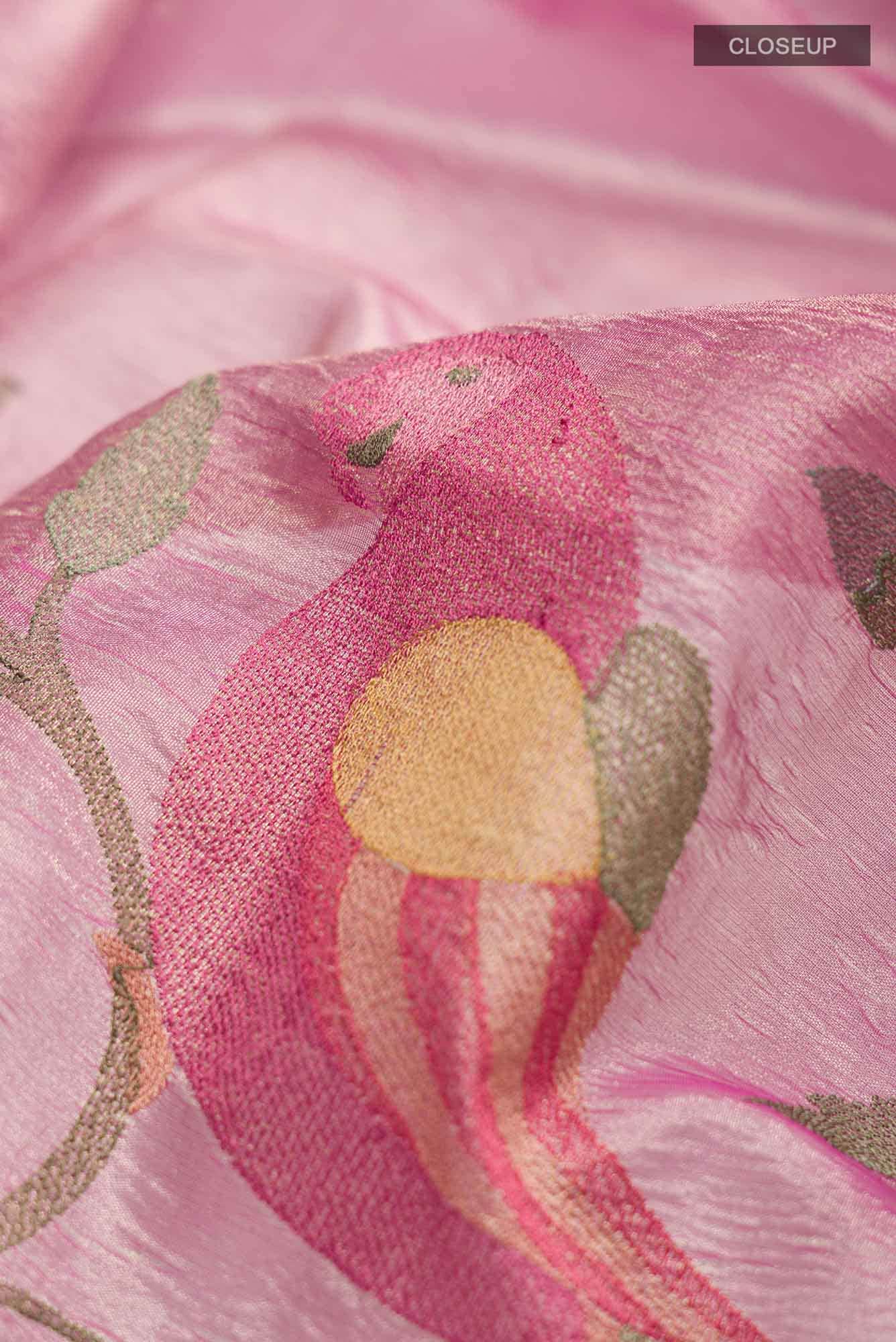 Pink Blended Tissue Silk Saree
